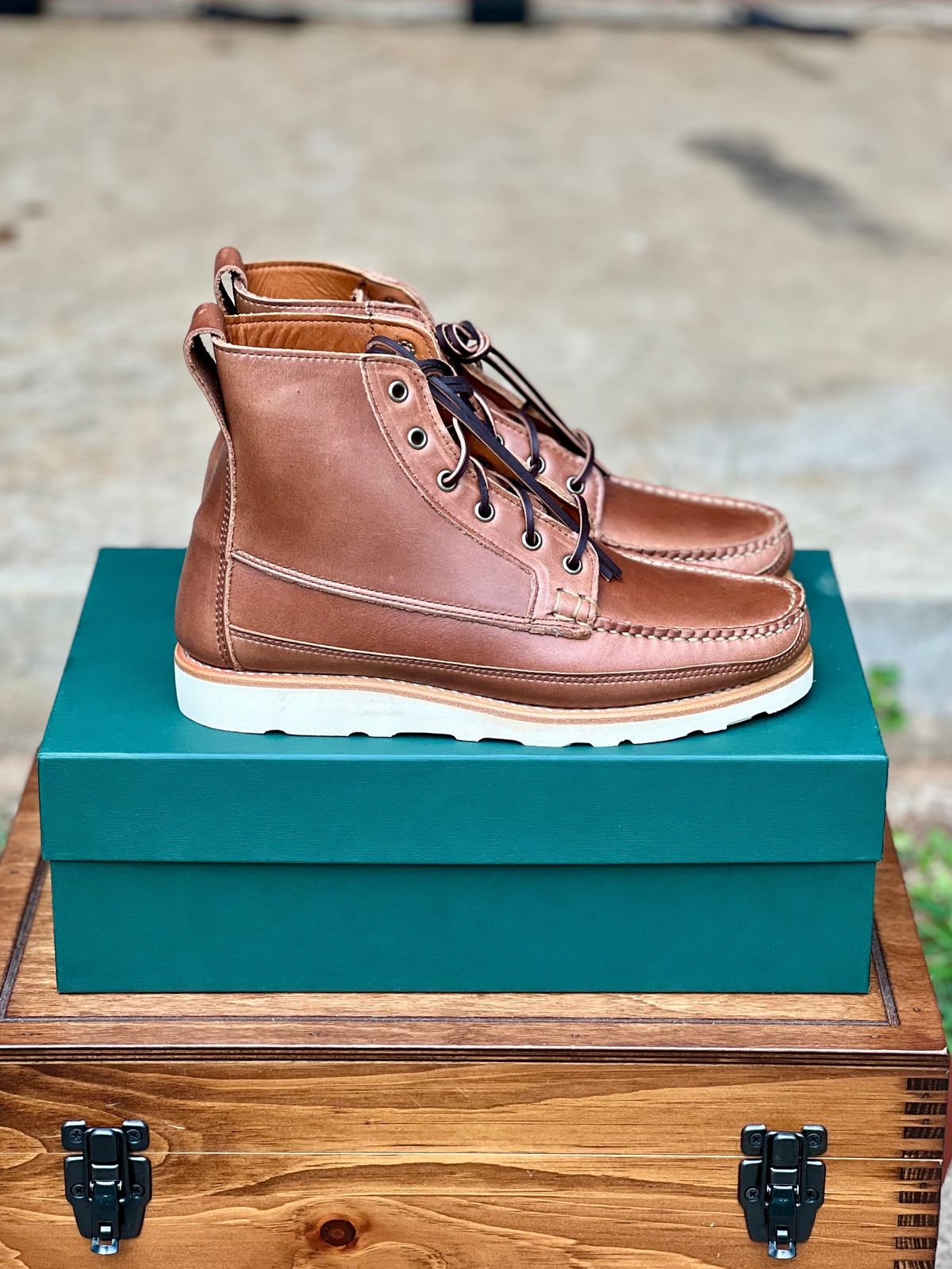 Photo by itsyaboisqueak on July 9, 2025 of the Rancourt & Co. Harrison Boot Redux in Horween Natural Chromexcel.