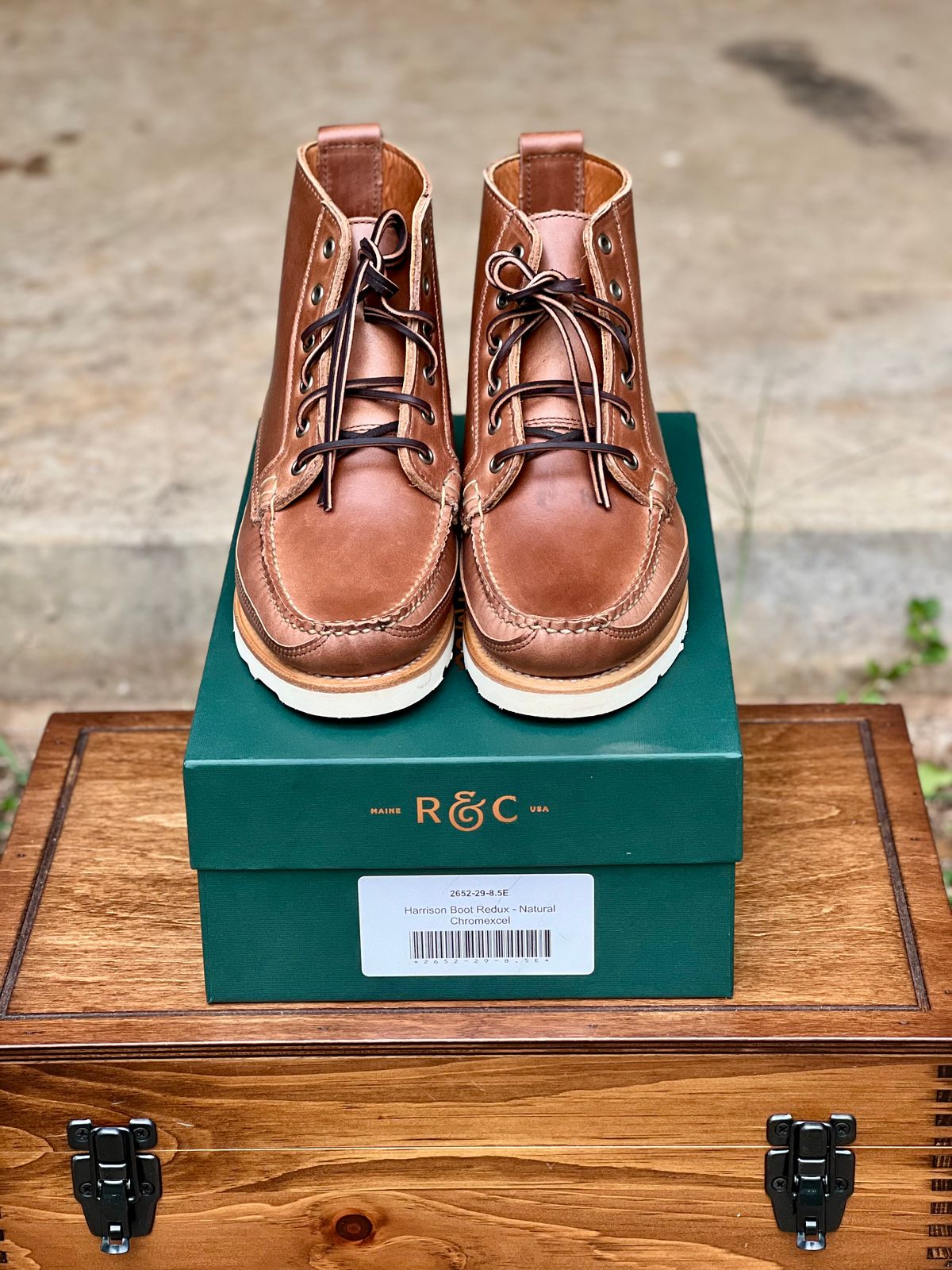 Photo by itsyaboisqueak on July 9, 2025 of the Rancourt & Co. Harrison Boot Redux in Horween Natural Chromexcel.