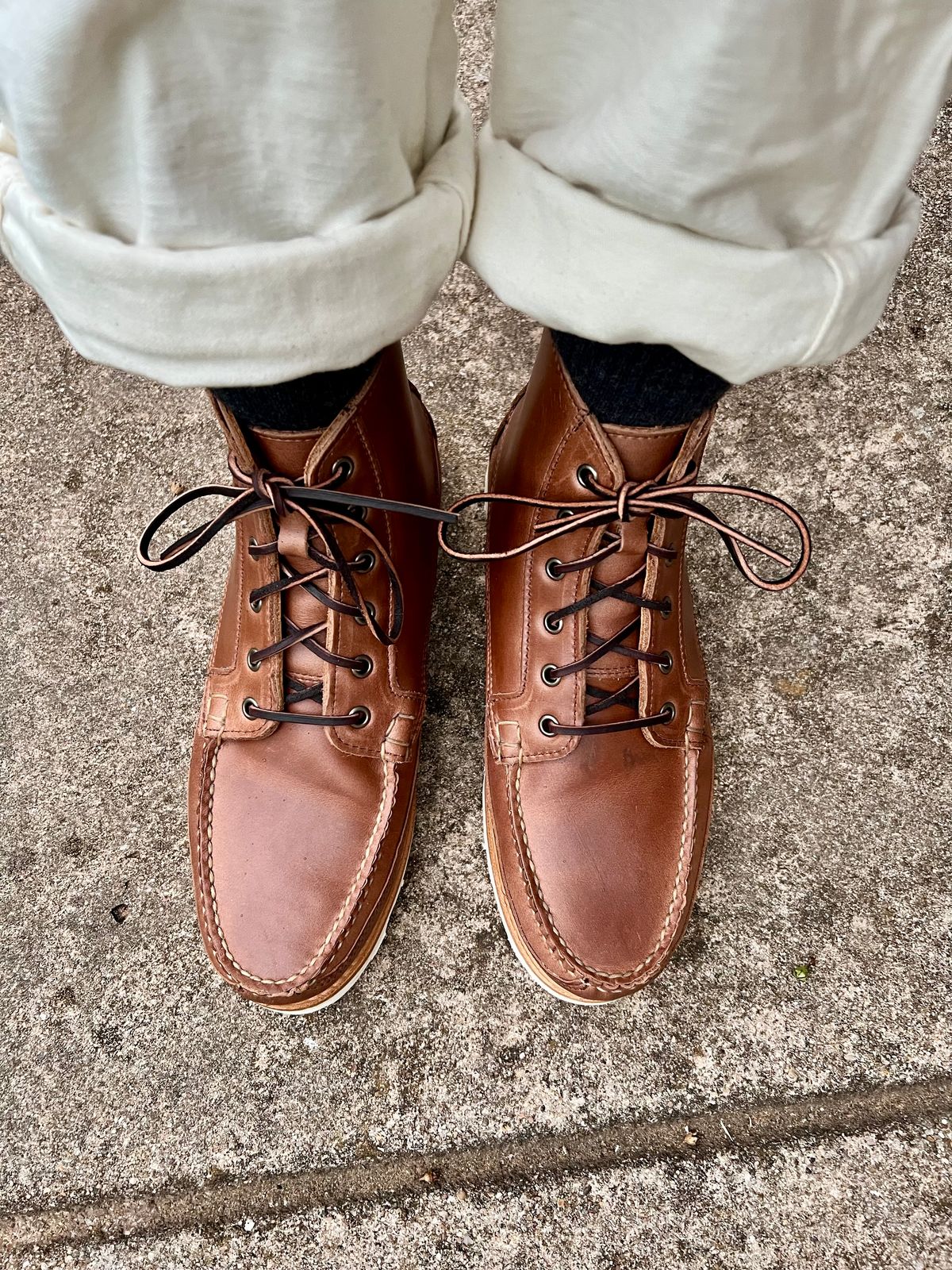 Photo by itsyaboisqueak on July 9, 2025 of the Rancourt & Co. Harrison Boot Redux in Horween Natural Chromexcel.