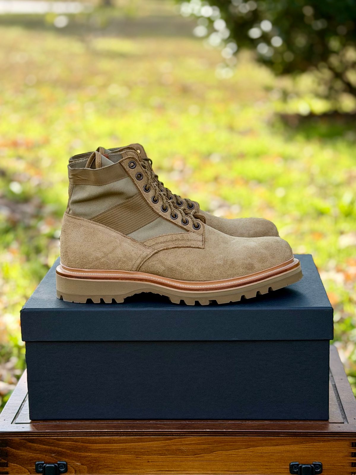 Photo by itsyaboisqueak on December 5, 2025 of the Viberg Jungle Boot V2 in C.F. Stead Waxy Mojave Unicorn Elk RO.