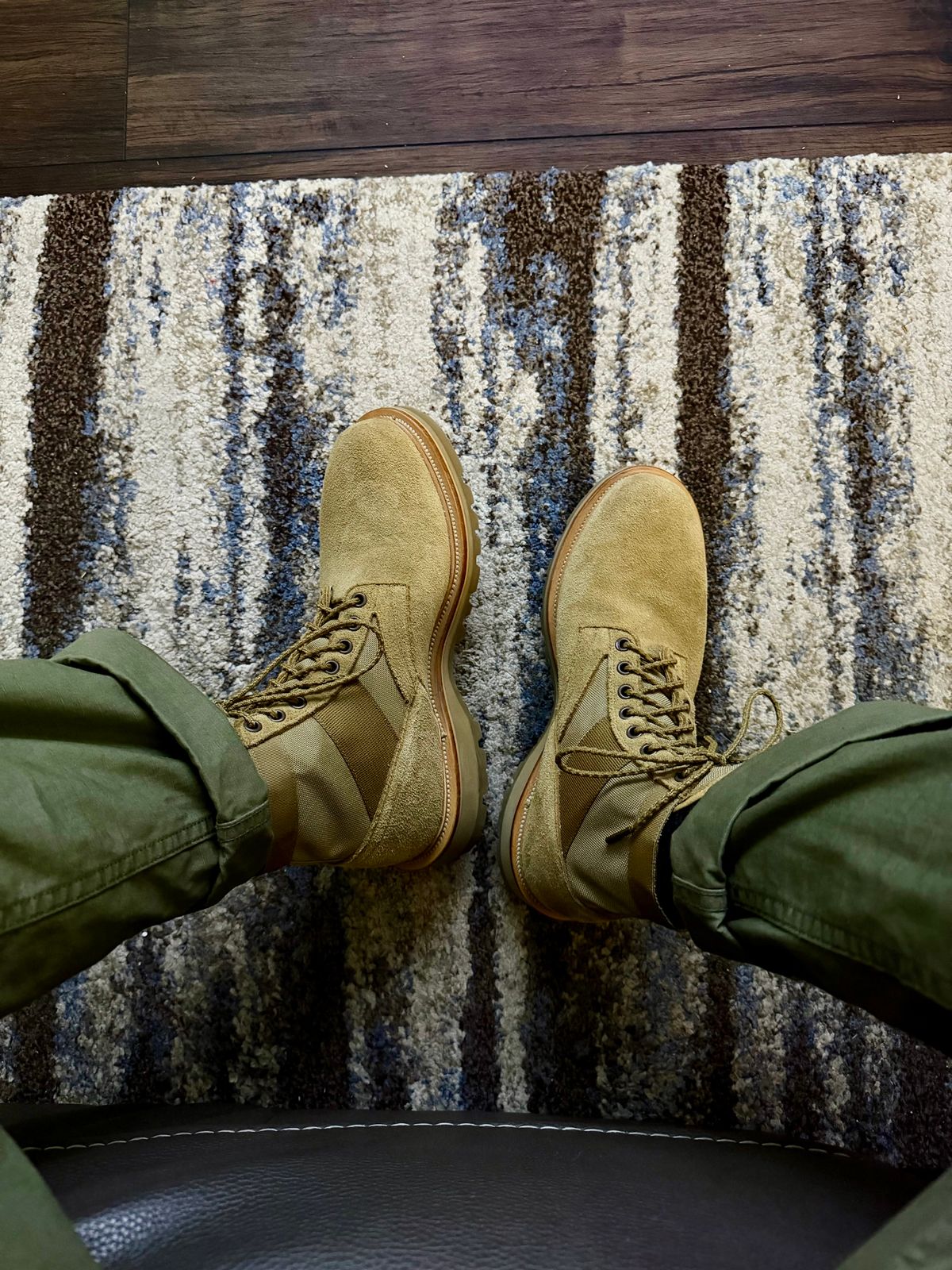 Photo by itsyaboisqueak on April 12, 2026 of the Viberg Jungle Boot V2 in C.F. Stead Waxy Mojave Unicorn Elk RO.