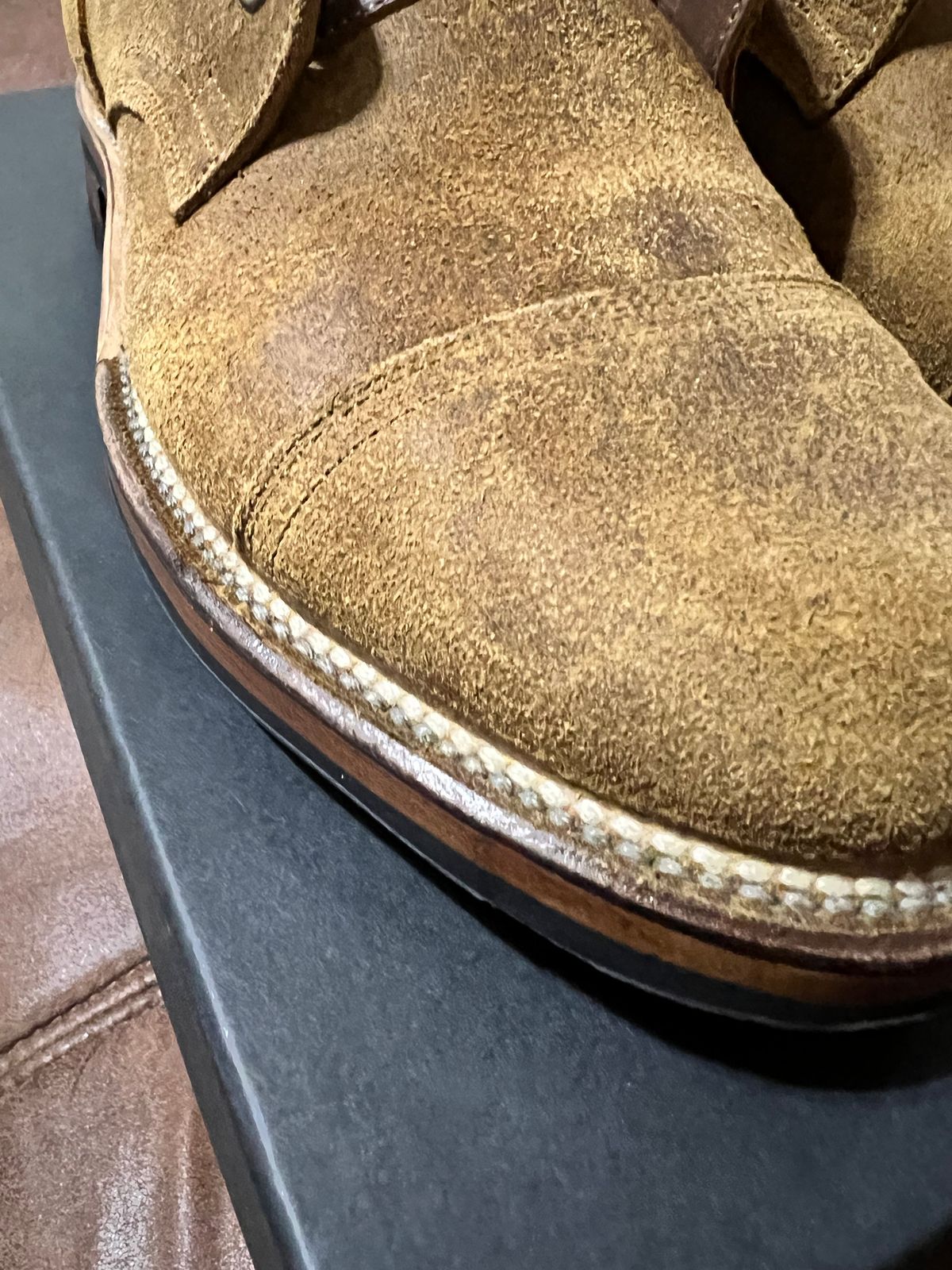 Photo by itsyaboisqueak on November 12, 2023 of the Viberg Service Boot in Horween Wheat Predator Roughout.