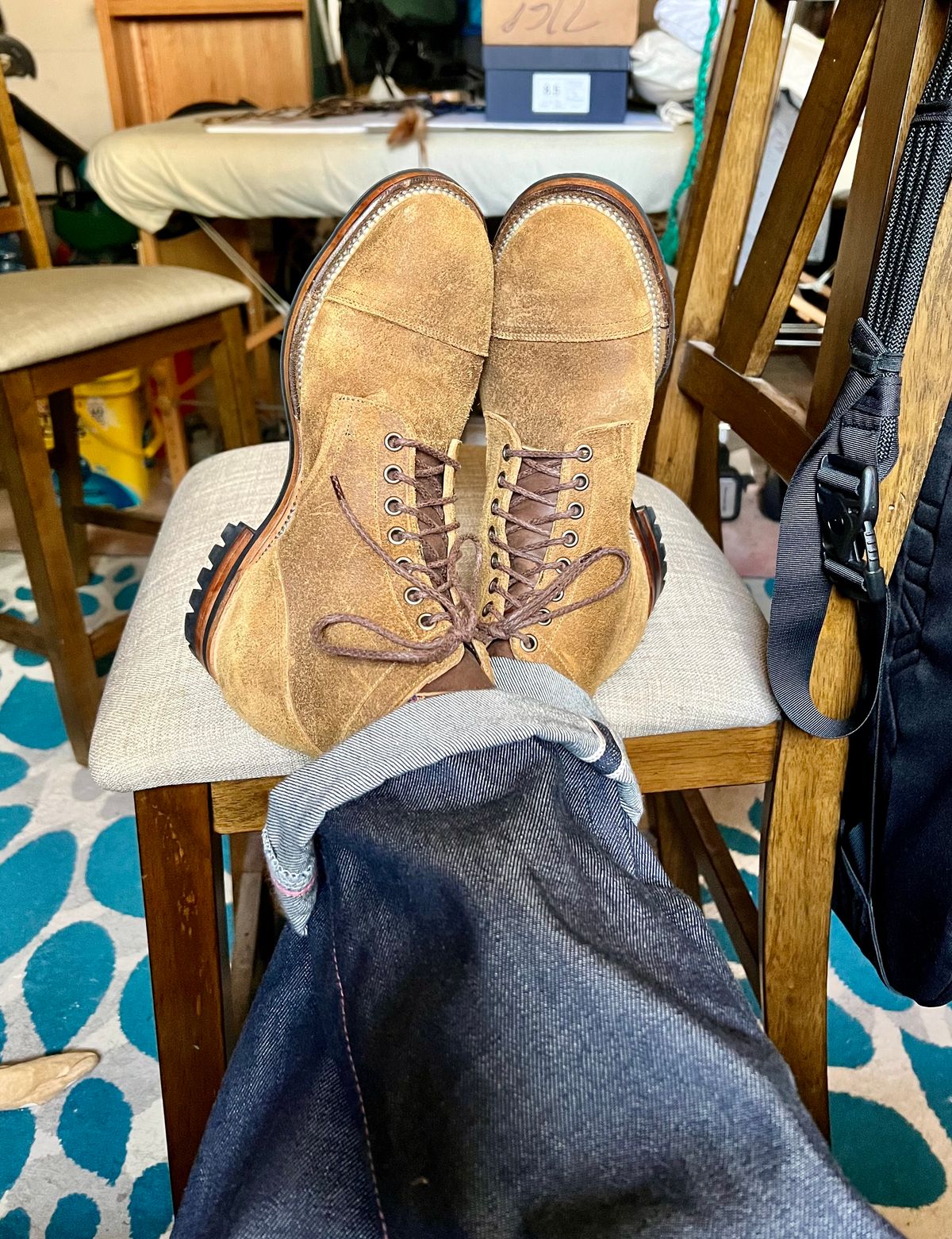 Photo by itsyaboisqueak on November 20, 2023 of the Viberg Service Boot in Horween Wheat Predator Roughout.