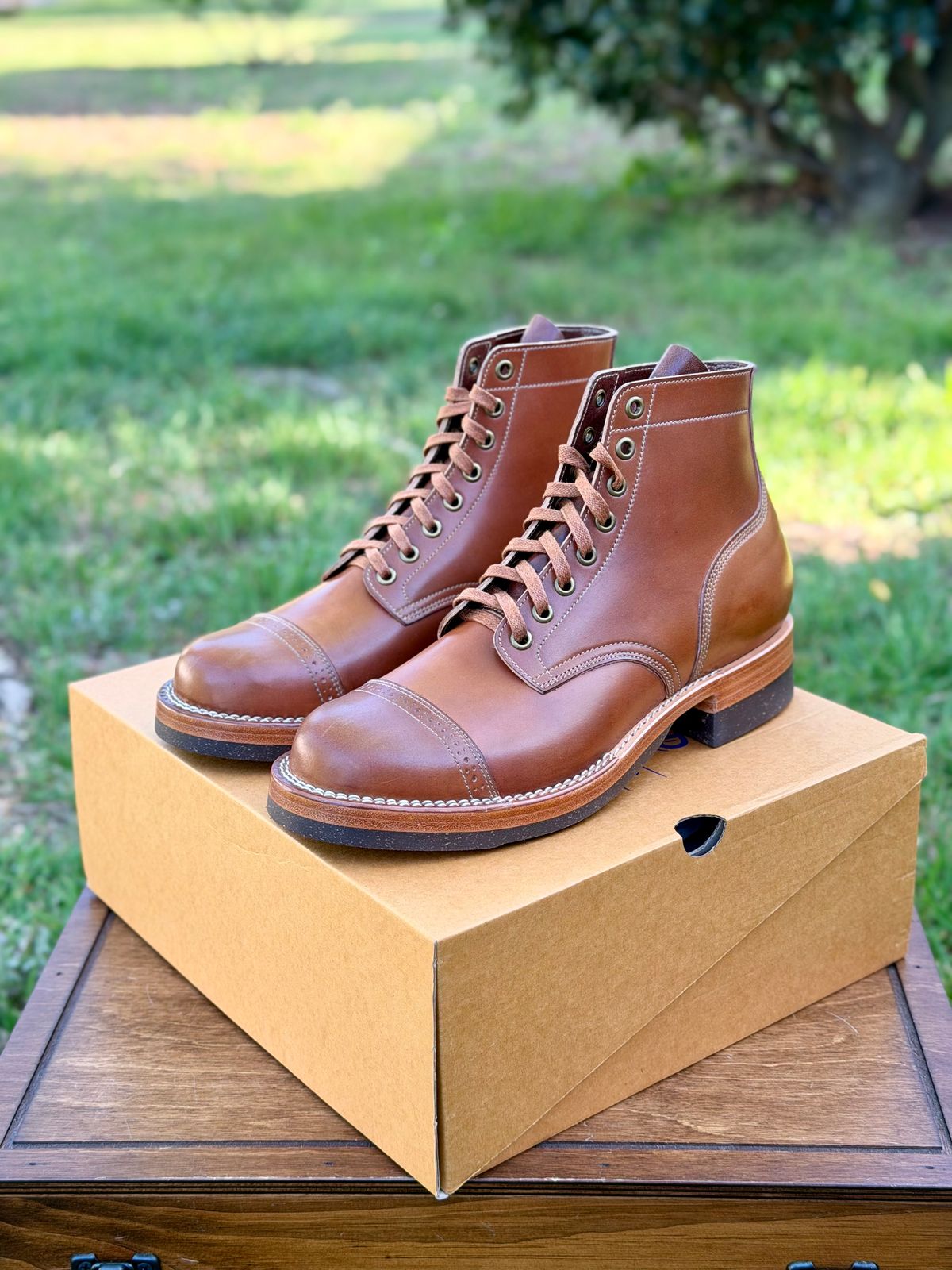 Photo by itsyaboisqueak on March 31, 2026 of the Onderhoud SVC03 Service Boot in Horween Amaretto Shell Cordovan.