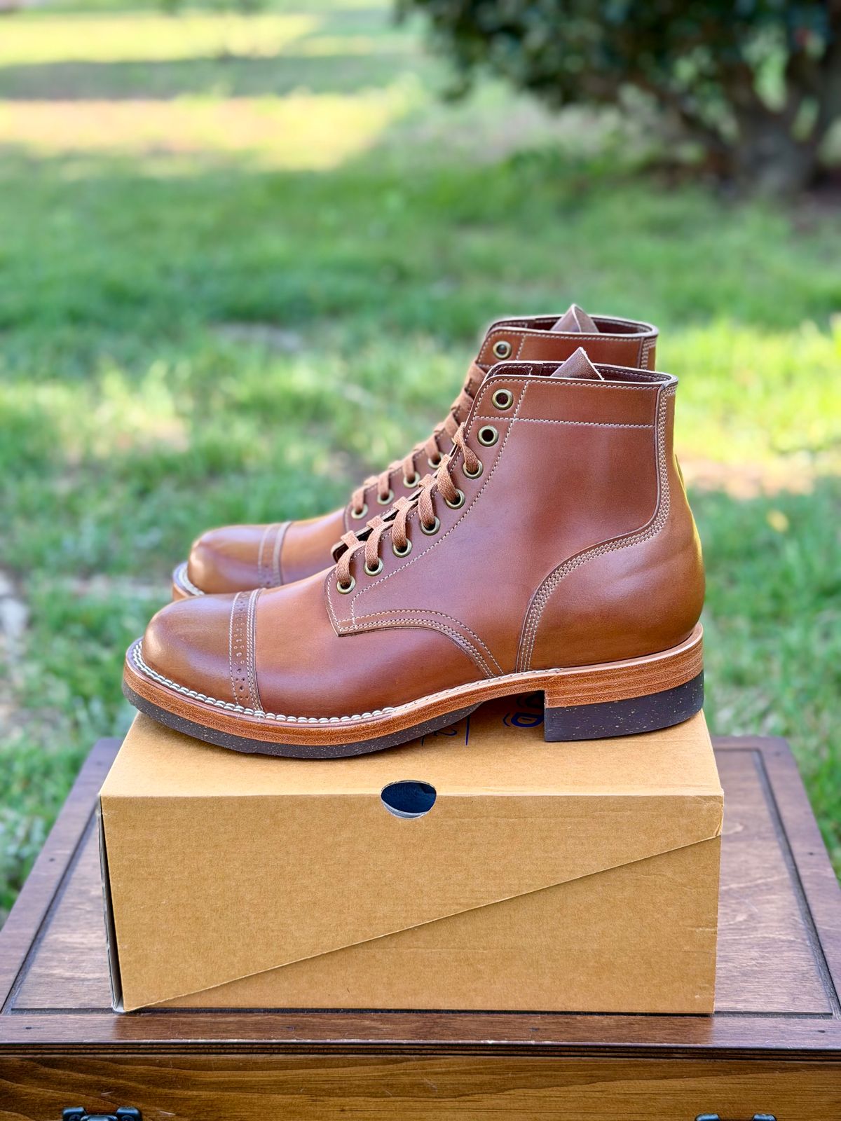 Photo by itsyaboisqueak on March 31, 2026 of the Onderhoud SVC03 Service Boot in Horween Amaretto Shell Cordovan.