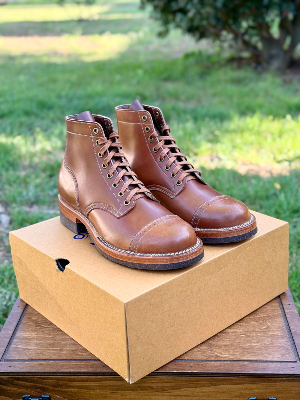 Photo by itsyaboisqueak on March 31, 2026 of the Onderhoud SVC03 Service Boot in Horween Amaretto Shell Cordovan.