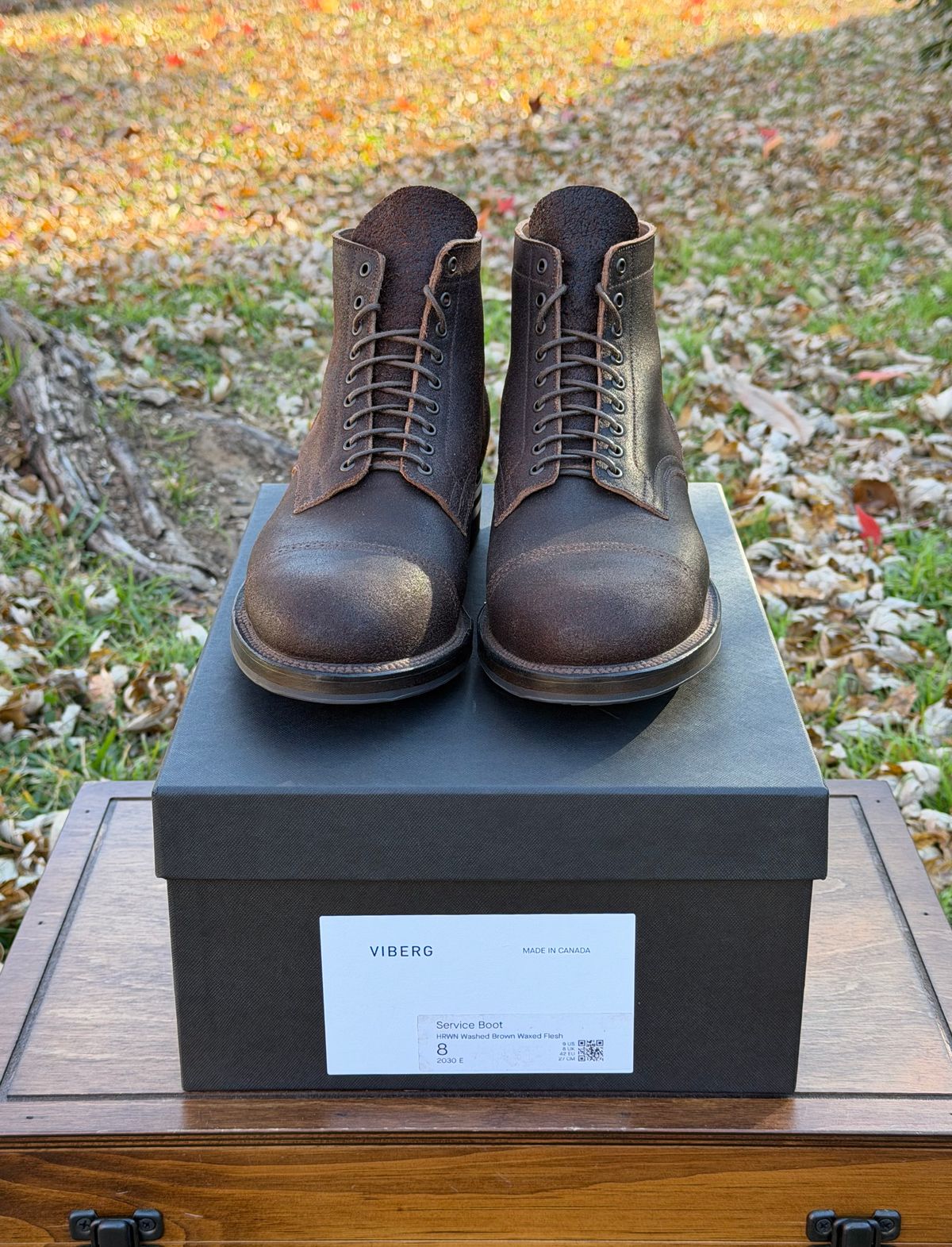 Photo by itsyaboisqueak on December 18, 2025 of the Viberg Service Boot BCT in Horween Brown Washed Waxed Flesh.