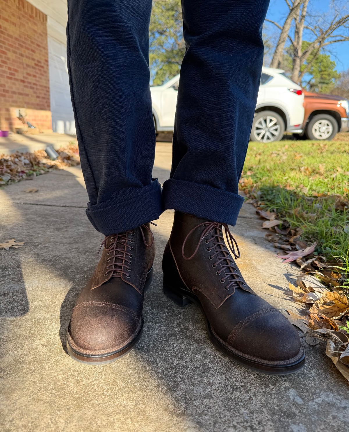 Photo by itsyaboisqueak on December 26, 2025 of the Viberg Service Boot BCT in Horween Brown Washed Waxed Flesh.