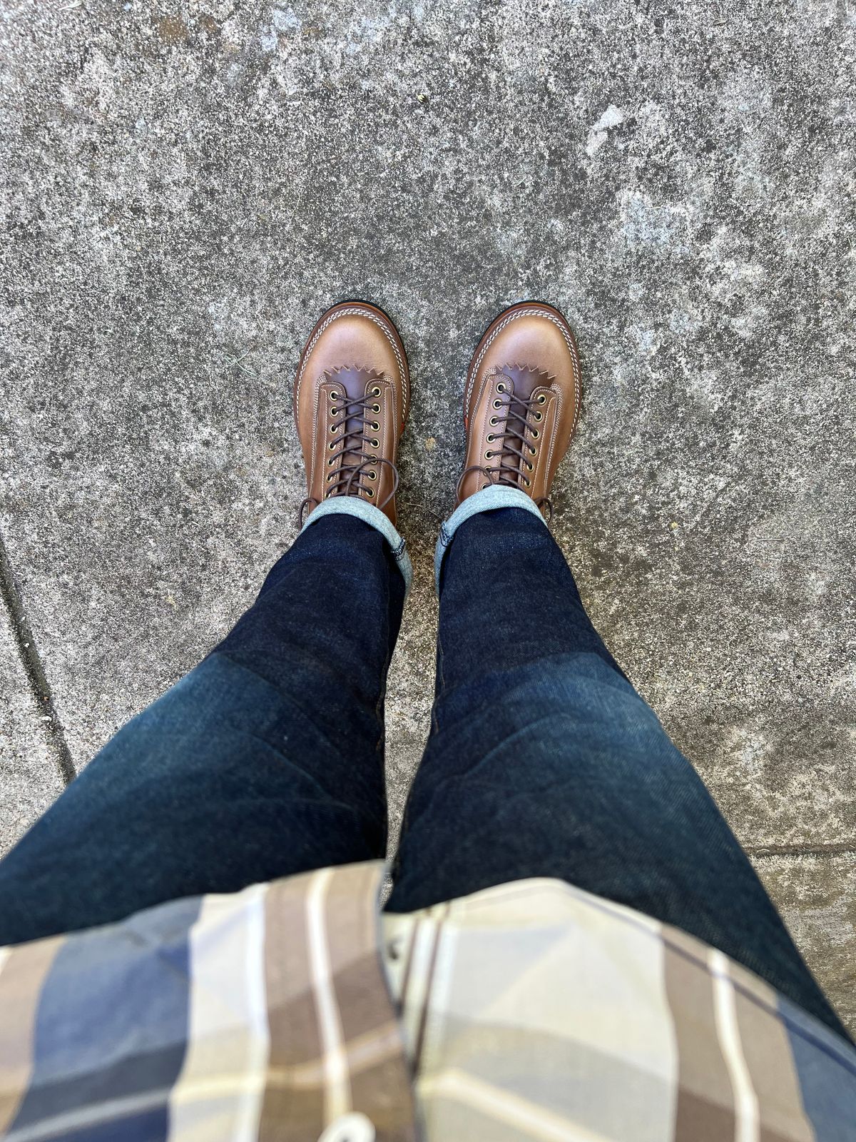 Photo by itsyaboisqueak on July 23, 2025 of the Onderhoud LCV01 Lineman Boot in Horween Natural Chromexcel.