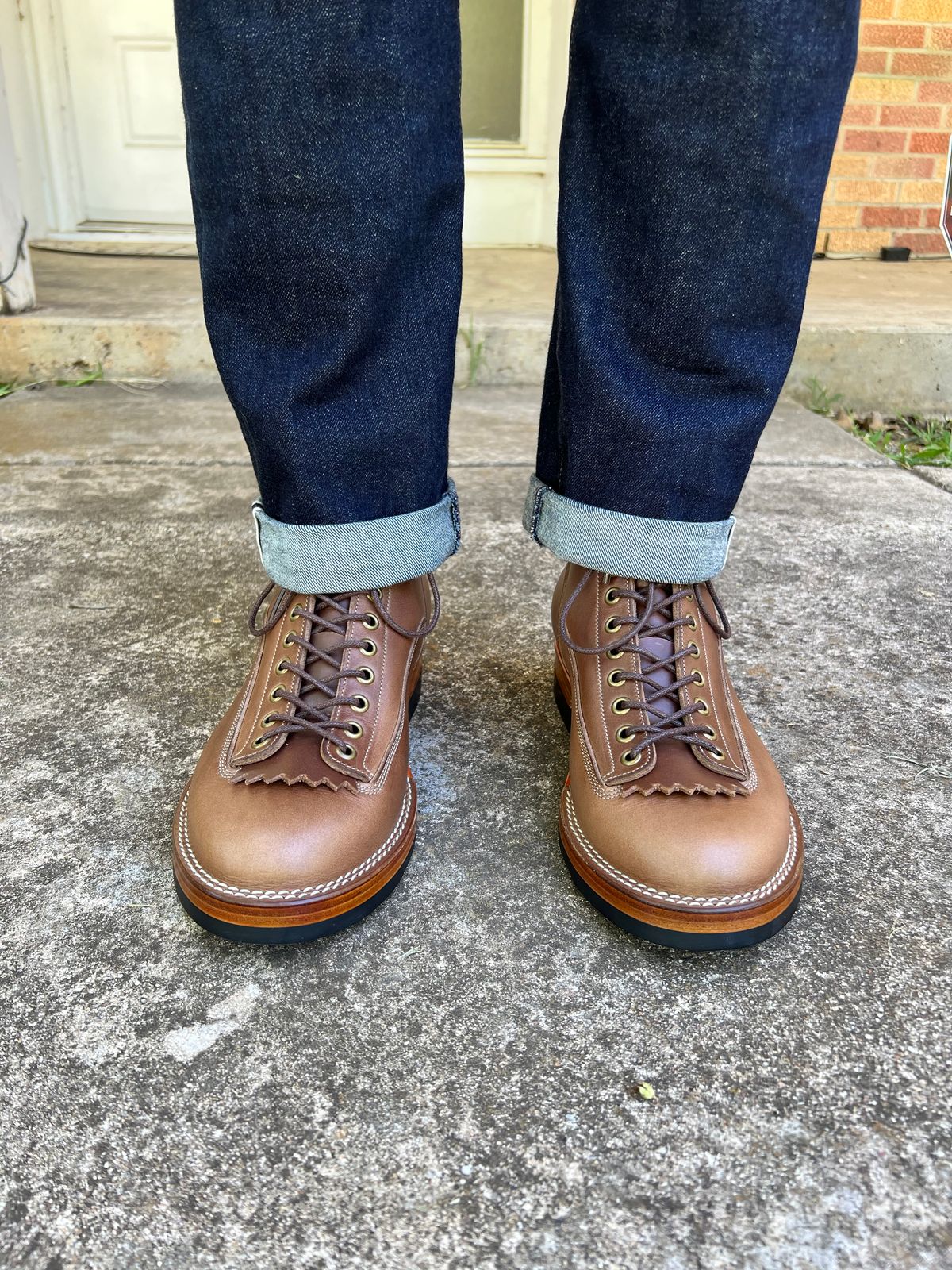 Photo by itsyaboisqueak on July 23, 2025 of the Onderhoud LCV01 Lineman Boot in Horween Natural Chromexcel.