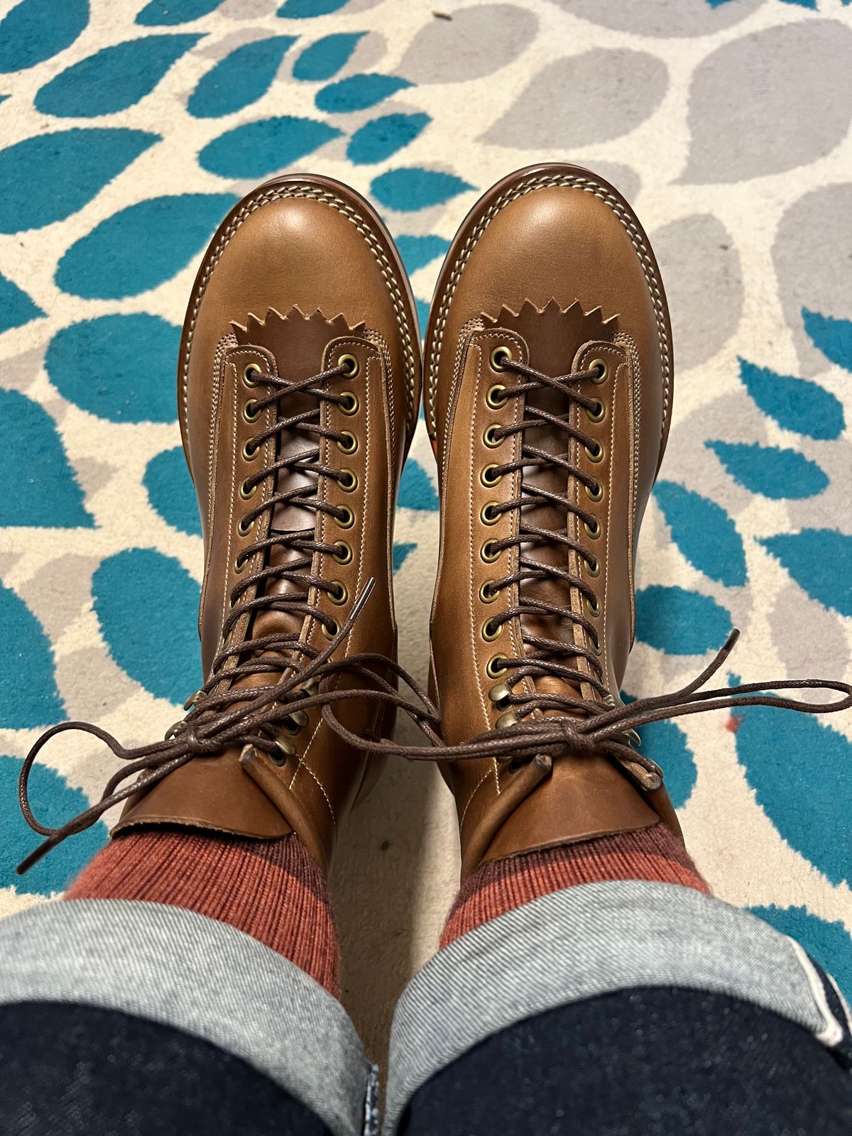Photo by itsyaboisqueak on July 23, 2025 of the Onderhoud LCV01 Lineman Boot in Horween Natural Chromexcel.