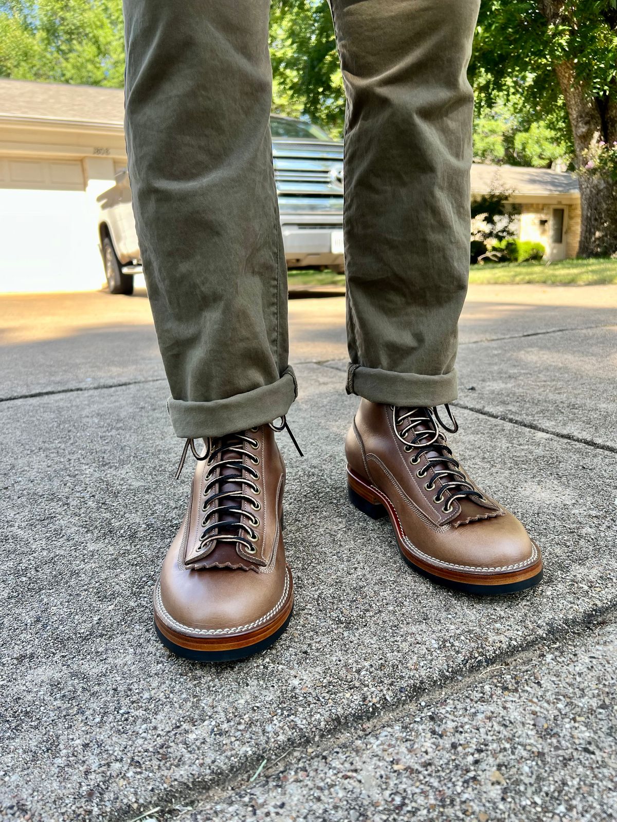 Photo by itsyaboisqueak on July 25, 2025 of the Onderhoud LCV01 Lineman Boot in Horween Natural Chromexcel.