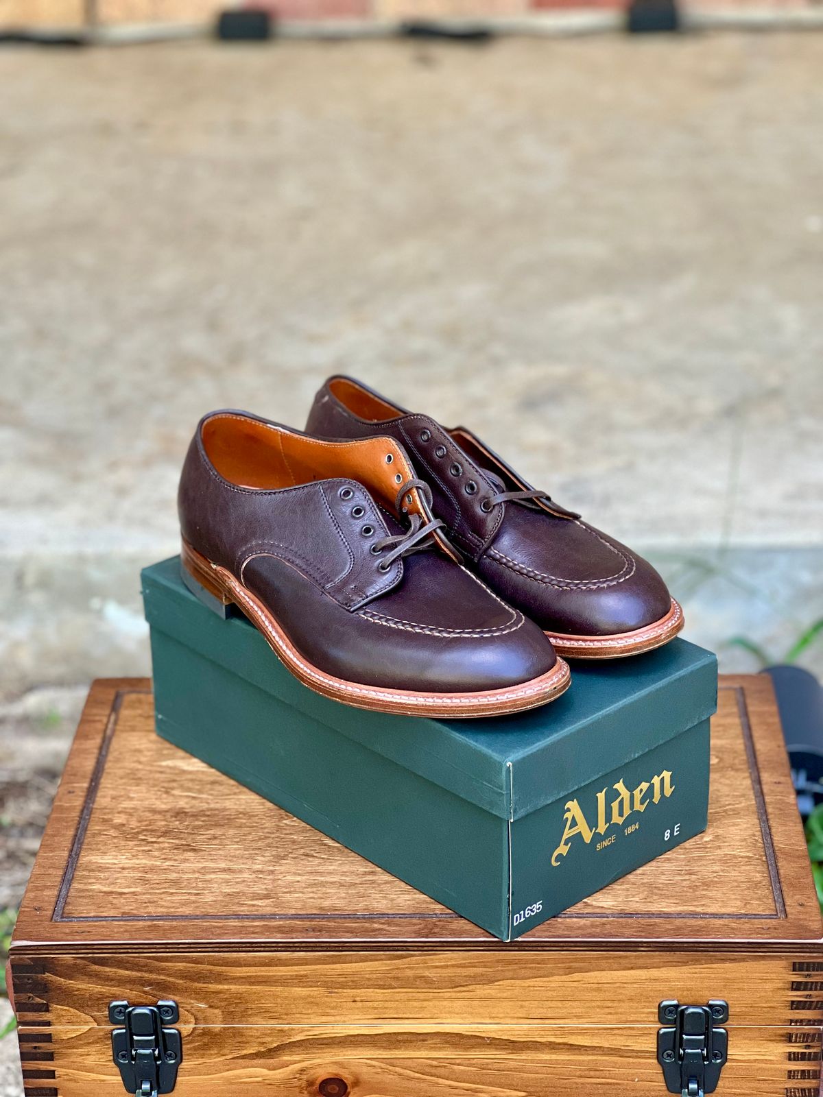Photo by itsyaboisqueak on July 9, 2025 of the Alden Handsewn Moc Toe Shoe in Horween Arabica Lux Calfskin.