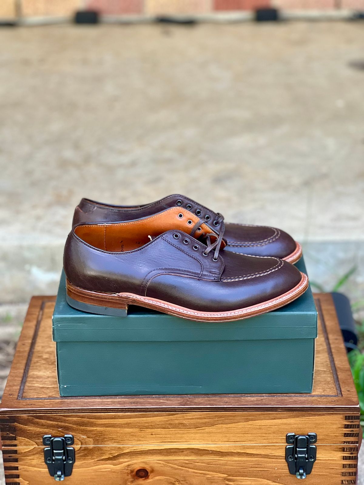 Photo by itsyaboisqueak on July 9, 2025 of the Alden Handsewn Moc Toe Shoe in Horween Arabica Lux Calfskin.