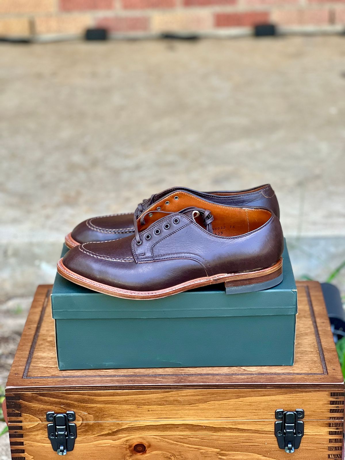 Photo by itsyaboisqueak on July 9, 2025 of the Alden Handsewn Moc Toe Shoe in Horween Arabica Lux Calfskin.