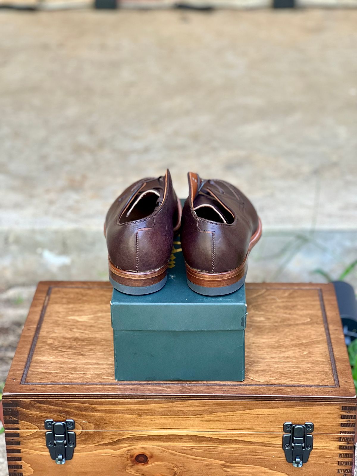 Photo by itsyaboisqueak on July 9, 2025 of the Alden Handsewn Moc Toe Shoe in Horween Arabica Lux Calfskin.
