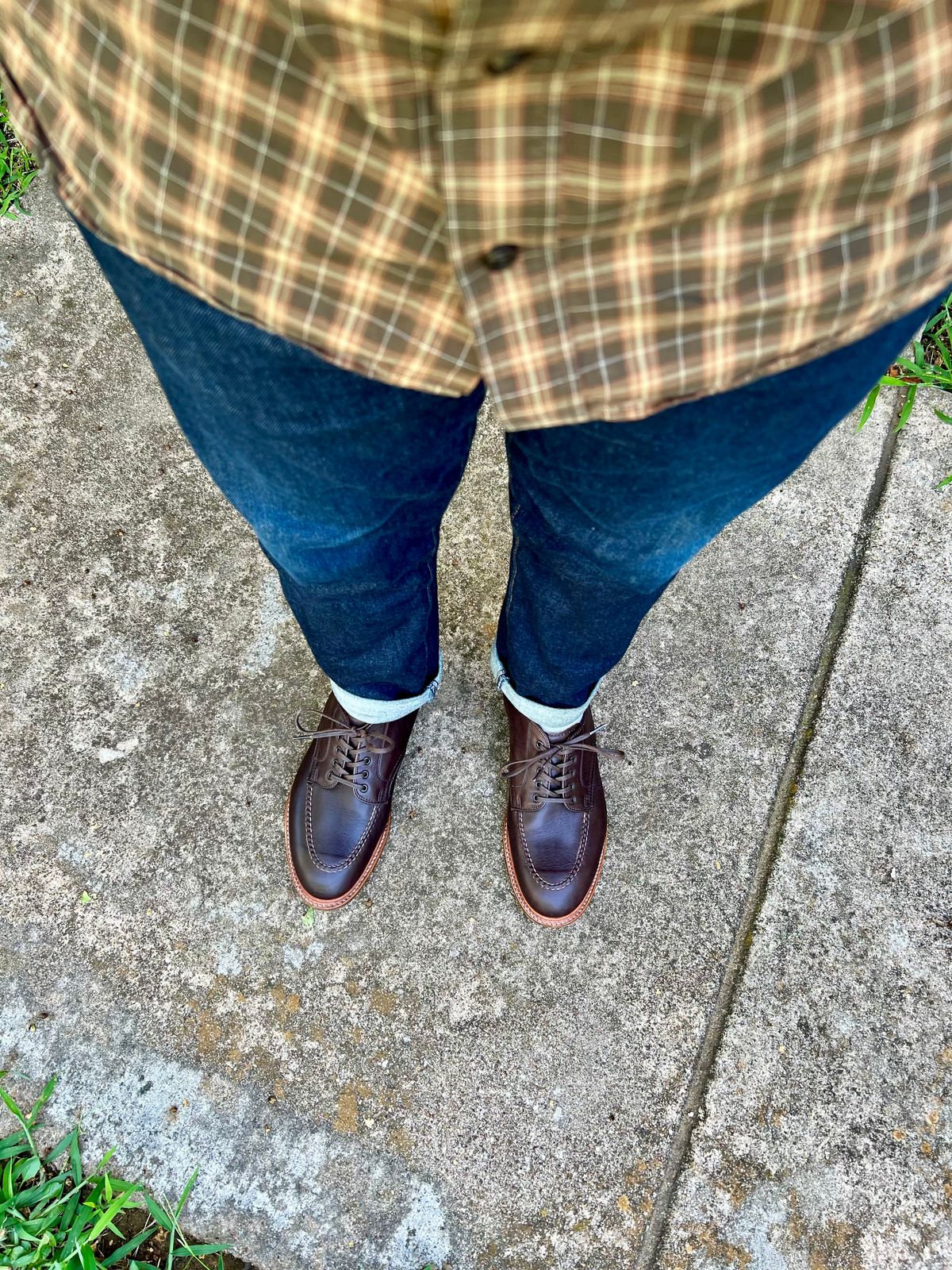 Photo by itsyaboisqueak on July 9, 2025 of the Alden Handsewn Moc Toe Shoe in Horween Arabica Lux Calfskin.