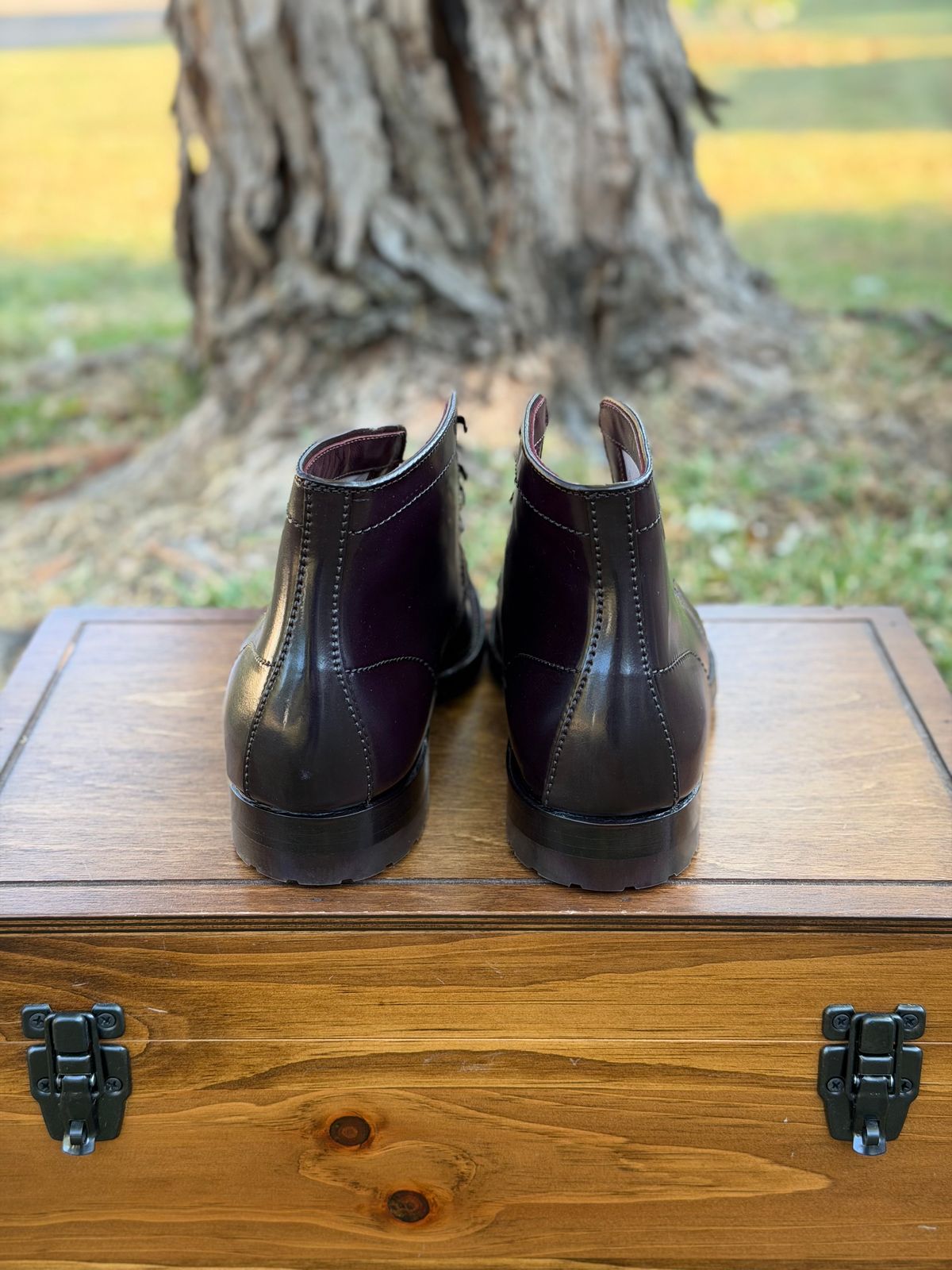 Photo by itsyaboisqueak on October 2, 2025 of the Alden 4600H Plain Toe Boot in Horween Color 8 Shell Cordovan.