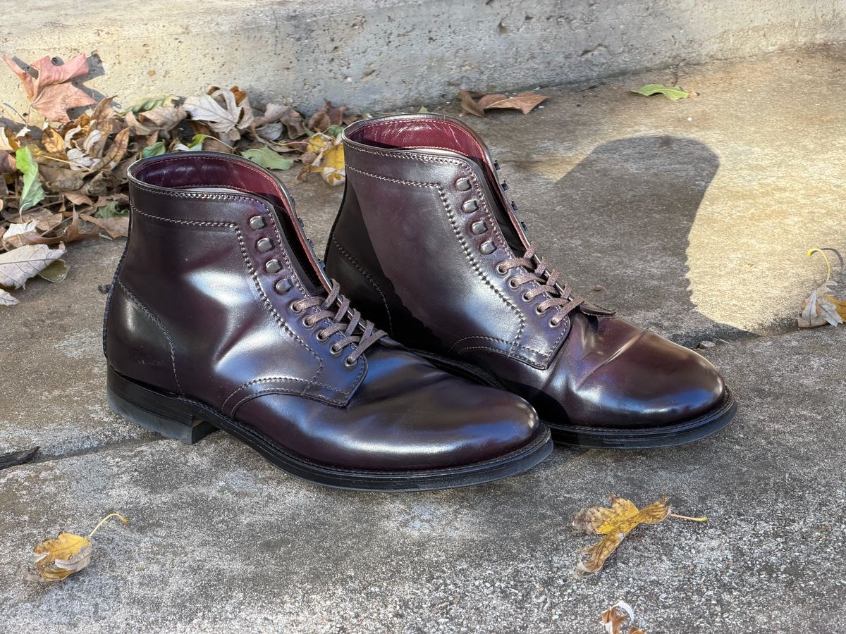 Photo by itsyaboisqueak on December 12, 2025 of the Alden 4600H Plain Toe Boot in Horween Color 8 Shell Cordovan.