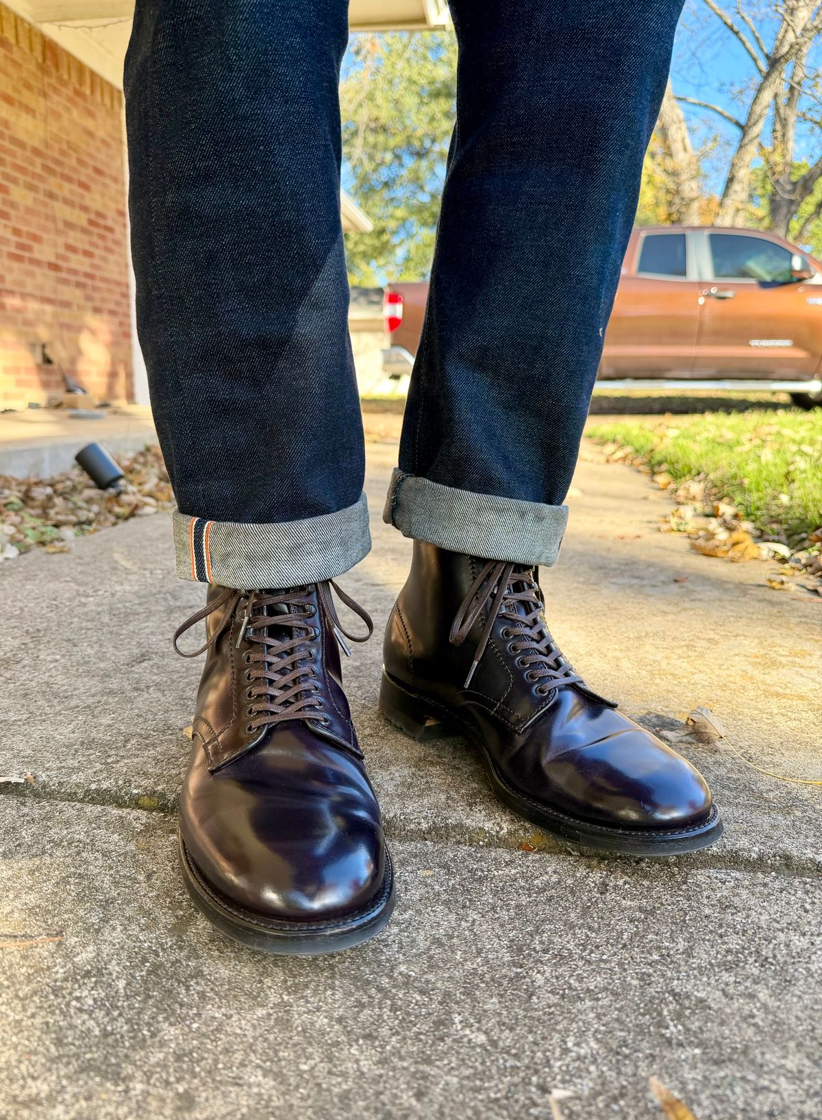 Photo by itsyaboisqueak on December 12, 2025 of the Alden 4600H Plain Toe Boot in Horween Color 8 Shell Cordovan.