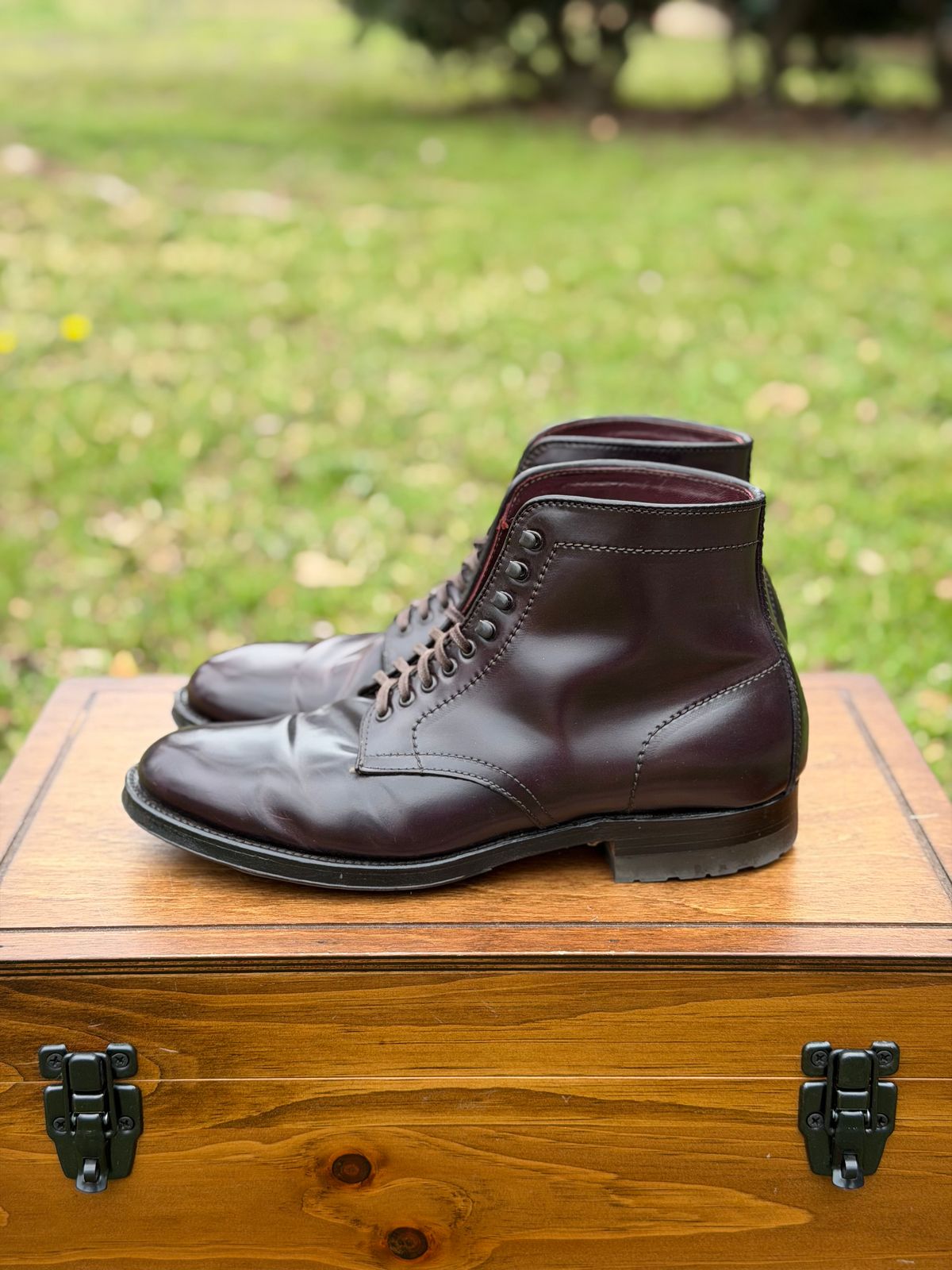 Photo by itsyaboisqueak on March 1, 2026 of the Alden 4600H Plain Toe Boot in Horween Color 8 Shell Cordovan.