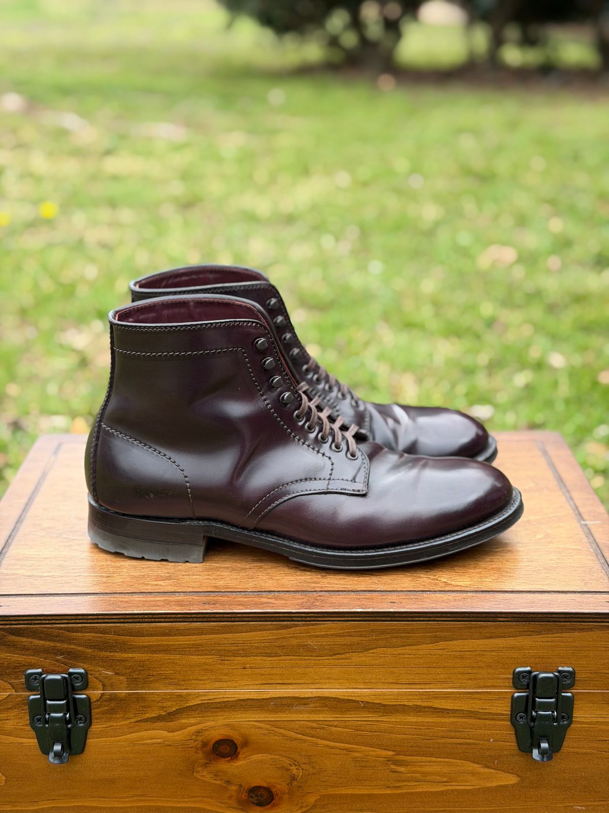 Photo by itsyaboisqueak on March 1, 2026 of the Alden 4600H Plain Toe Boot in Horween Color 8 Shell Cordovan.
