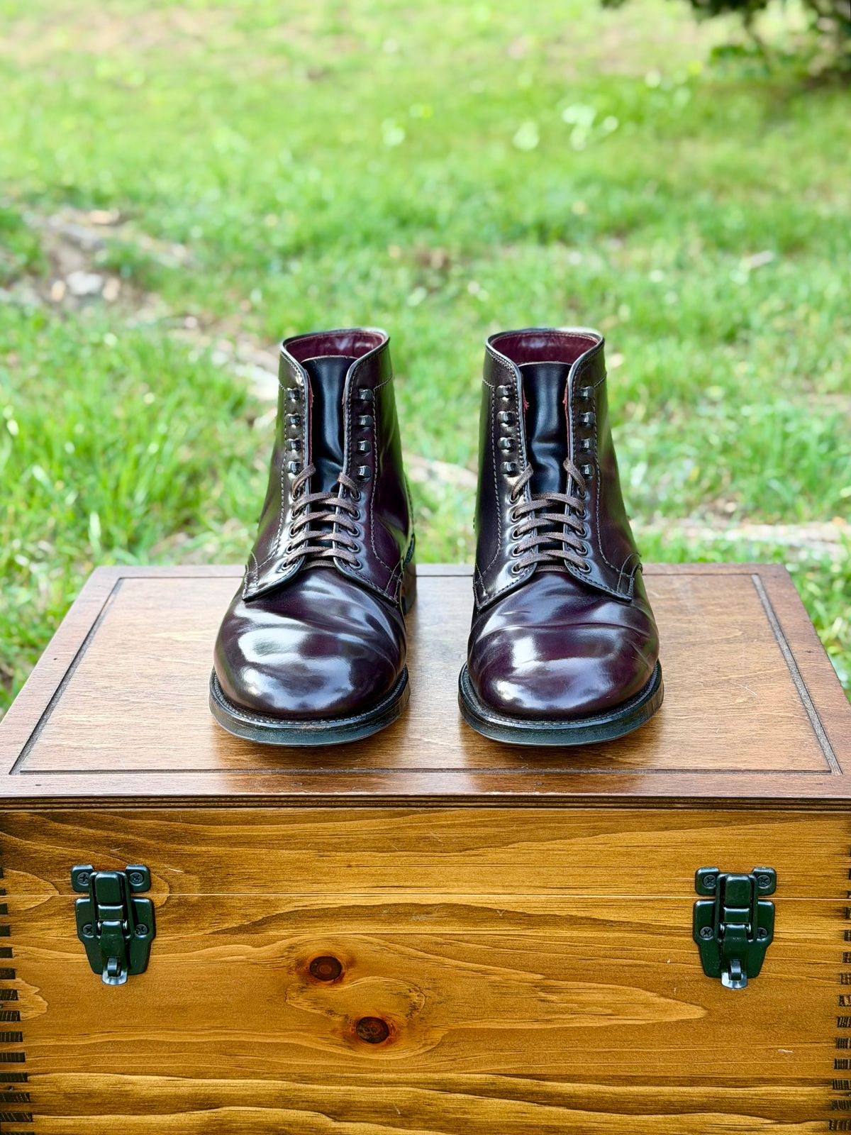 Photo by itsyaboisqueak on April 1, 2026 of the Alden 4600H Plain Toe Boot in Horween Color 8 Shell Cordovan.