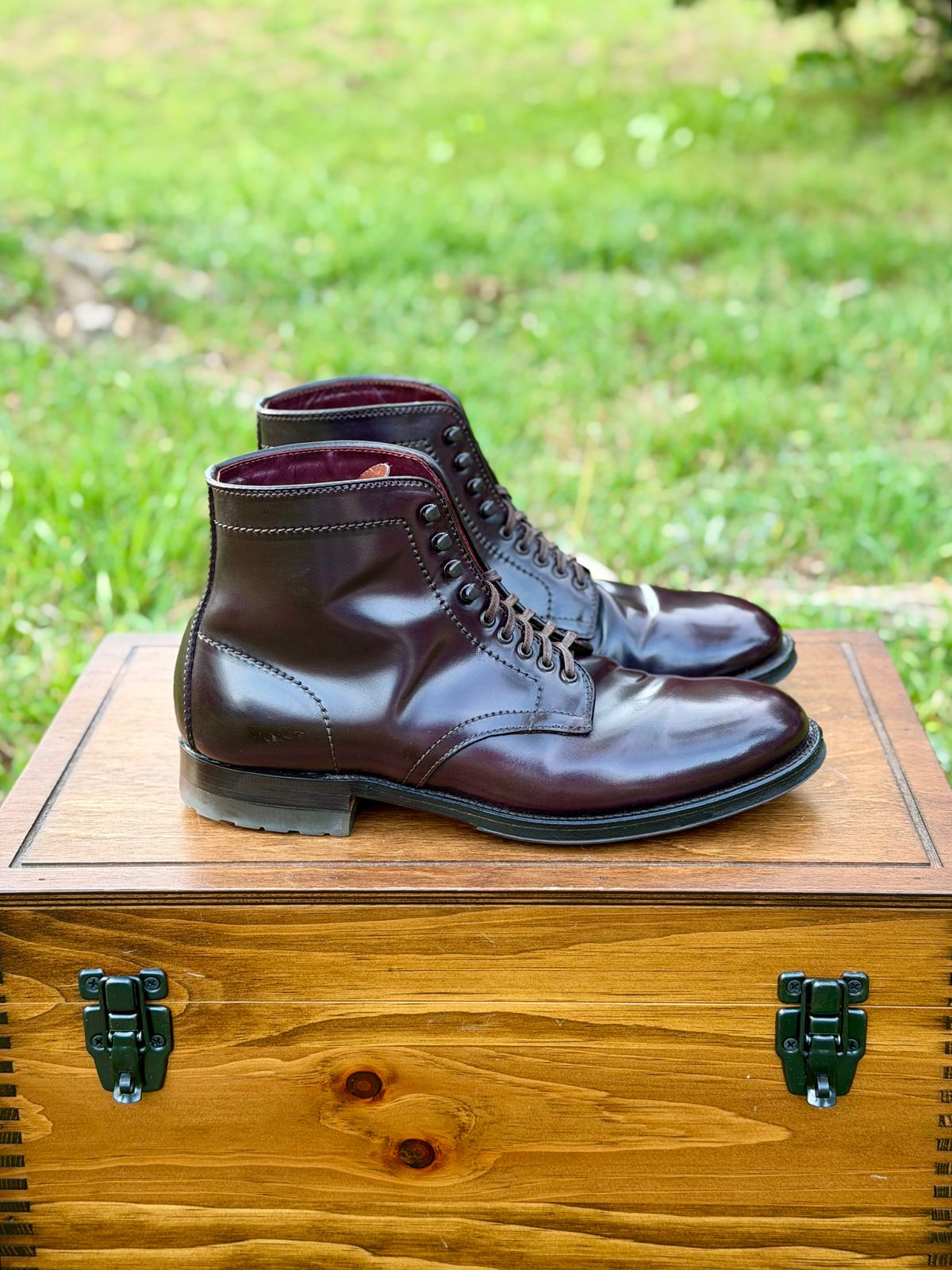 Photo by itsyaboisqueak on April 1, 2026 of the Alden 4600H Plain Toe Boot in Horween Color 8 Shell Cordovan.