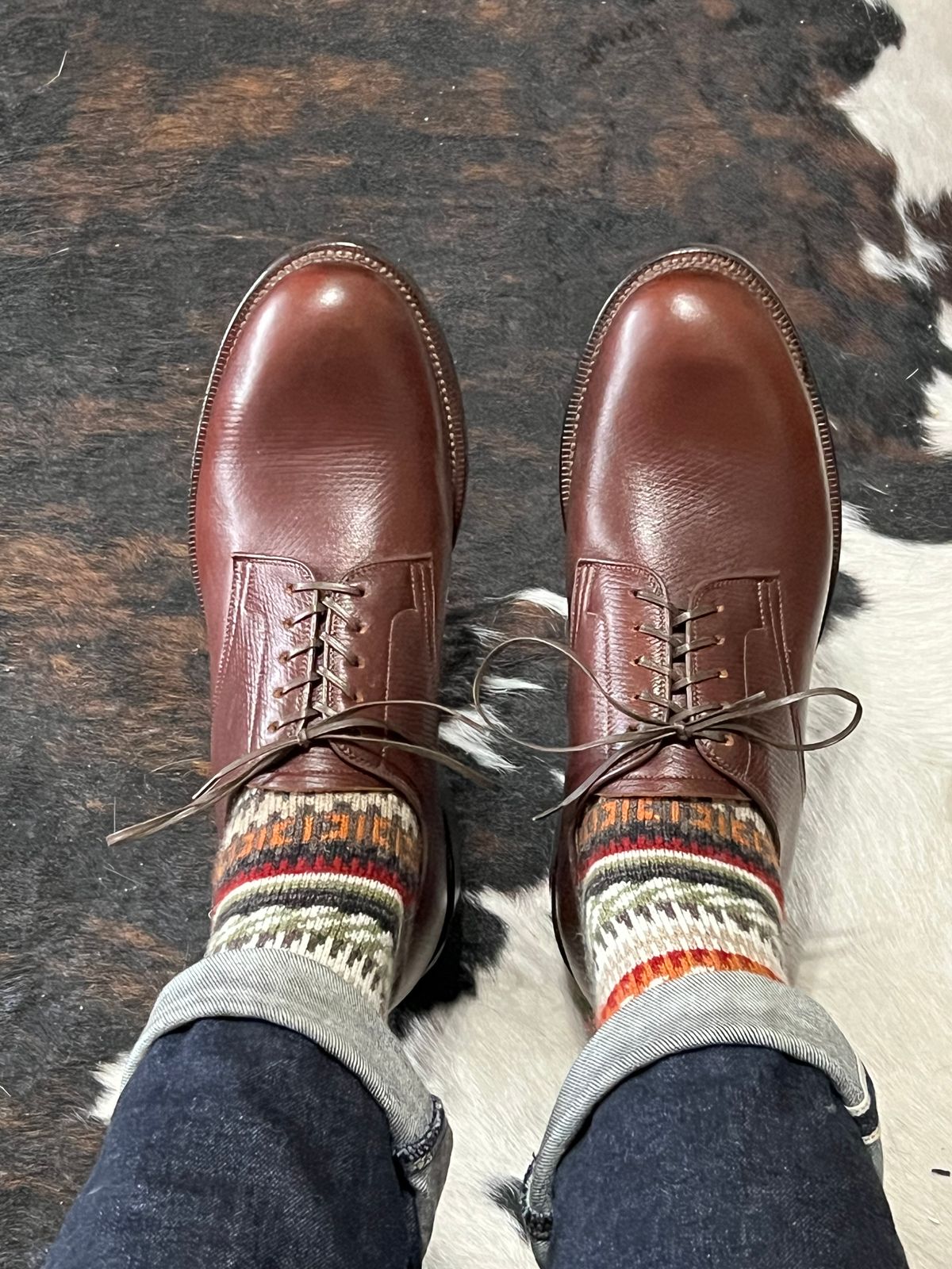 Photo by itsyaboisqueak on March 13, 2025 of the Viberg Rockland Blucher in J&FJ Baker Brown Russian Calf.