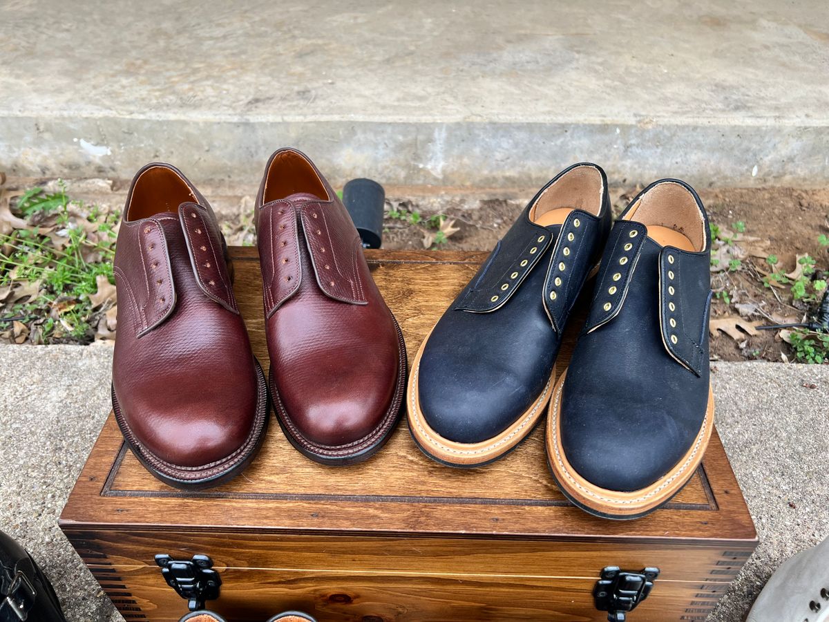 Photo by itsyaboisqueak on March 13, 2025 of the Viberg Rockland Blucher in J&FJ Baker Brown Russian Calf.