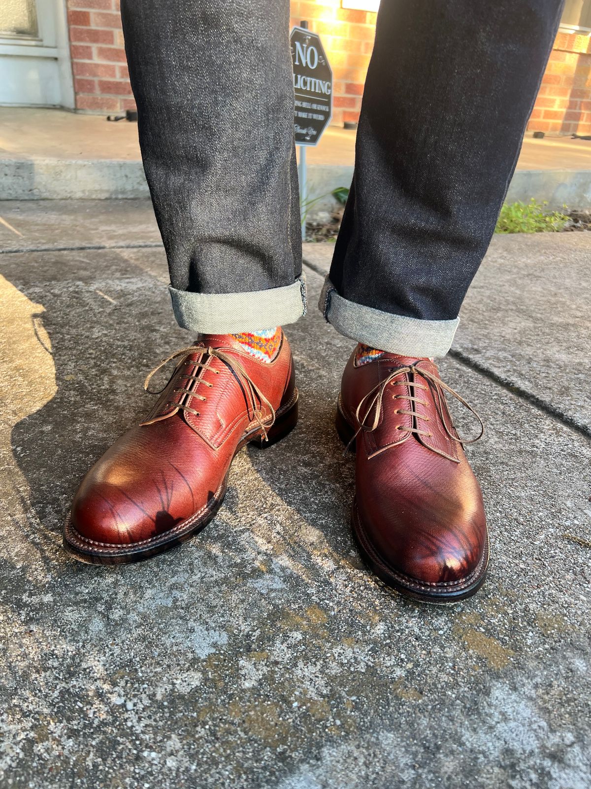 Photo by itsyaboisqueak on May 8, 2025 of the Viberg Rockland Blucher in J&FJ Baker Brown Russian Calf.