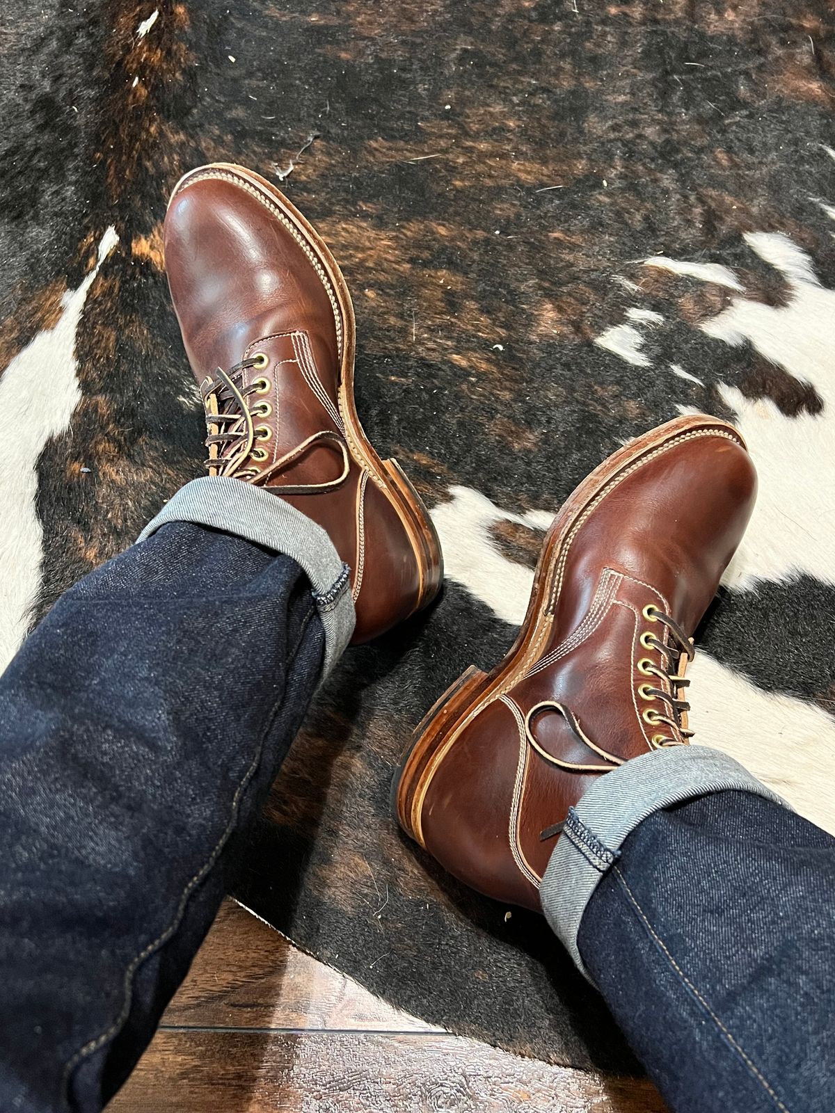 Photo by itsyaboisqueak on September 19, 2024 of the Viberg Service Boot in Horween Brown Cypress.