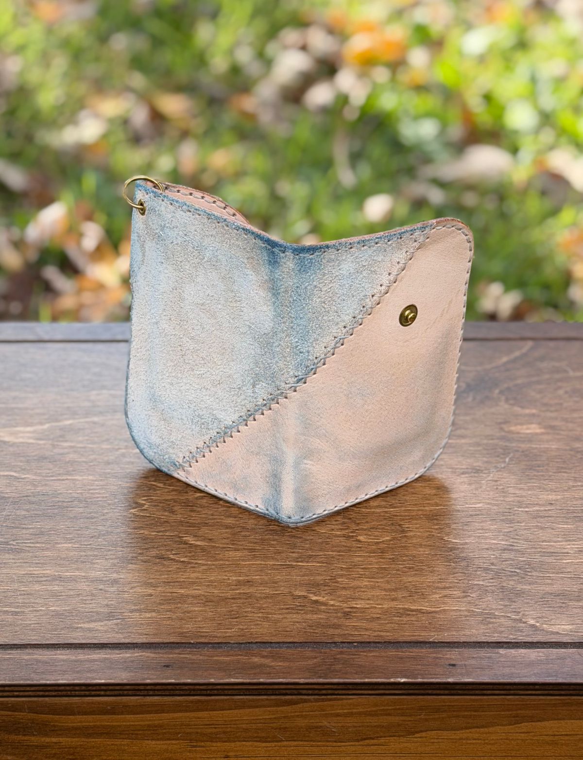 Photo by itsyaboisqueak on December 5, 2025 of the Harker Leatherworks FrankenWallet in Natural Veg Tan Smooth/Roughout.