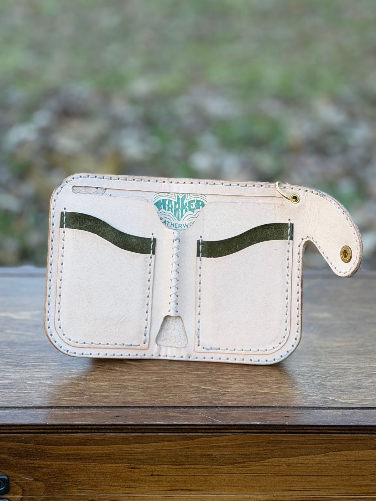 Photo by itsyaboisqueak on January 2, 2026 of the Harker Leatherworks FrankenWallet in Natural Veg Tan Smooth/Roughout.