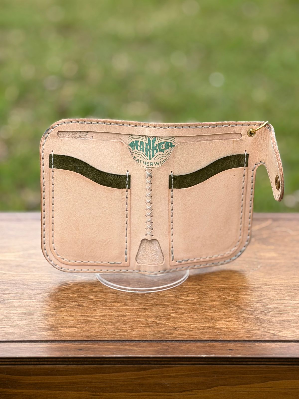 Photo by itsyaboisqueak on March 1, 2026 of the Harker Leatherworks FrankenWallet in Natural Veg Tan Smooth/Roughout.