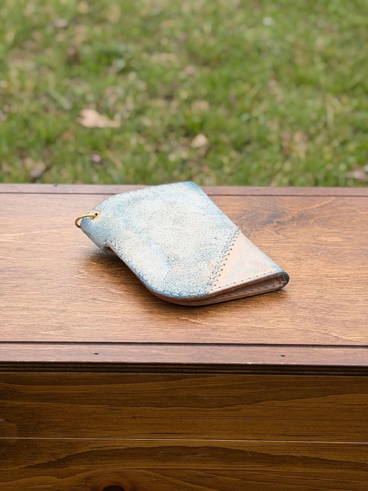Photo by itsyaboisqueak on March 1, 2026 of the Harker Leatherworks FrankenWallet in Natural Veg Tan Smooth/Roughout.