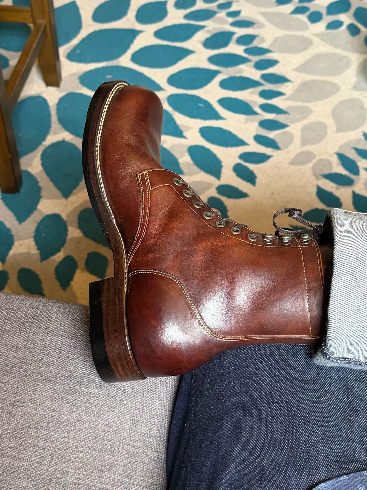 Photo by itsyaboisqueak on March 10, 2026 of the Skuce 7” Boot in Badalassi Carlo Walnut Nemesis.