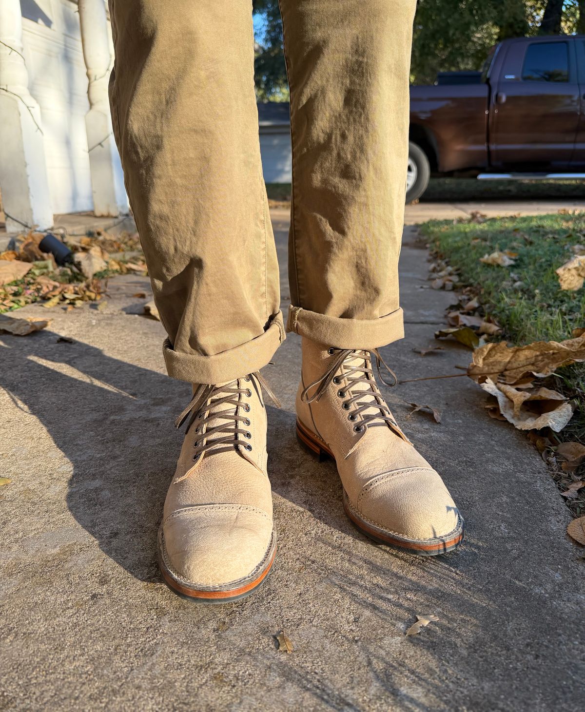 Photo by itsyaboisqueak on November 11, 2025 of the Viberg Service Boot BCT in C.F. Stead Nomad Bokhara Nubuck.