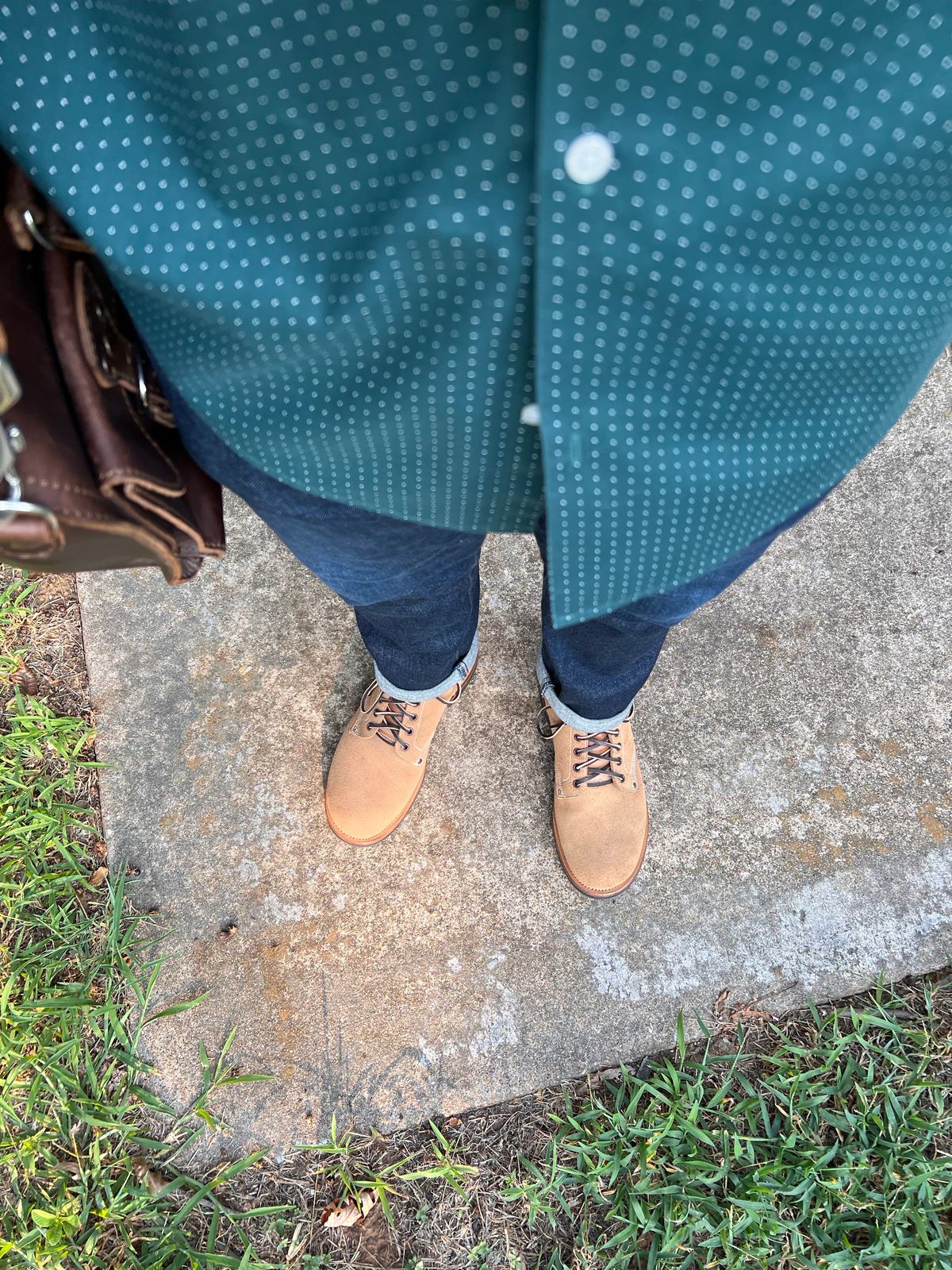 Photo by itsyaboisqueak on August 27, 2025 of the Viberg DeeCee Style Boondocker in Horween Marine Field Roughout.