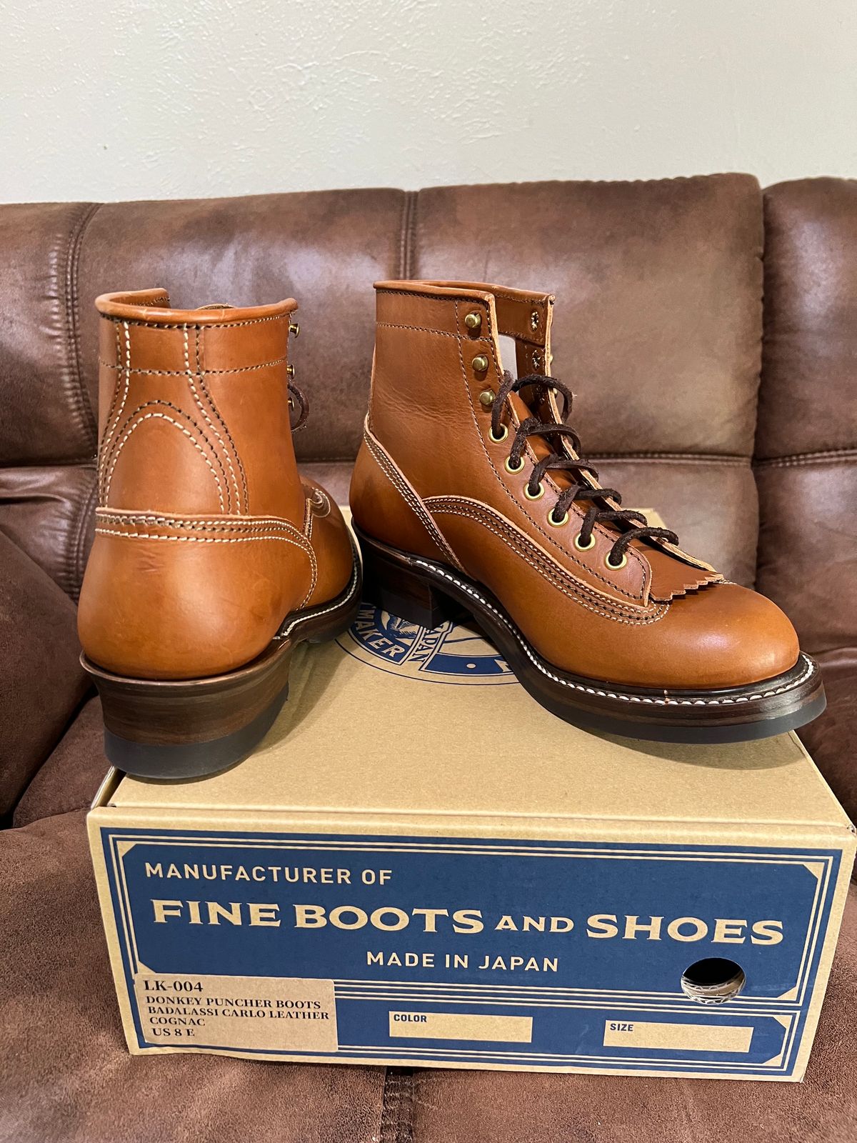 Photo by itsyaboisqueak on October 5, 2023 of the John Lofgren Donkey Puncher Boots in Badalassi Carlo Cognac Minerva.