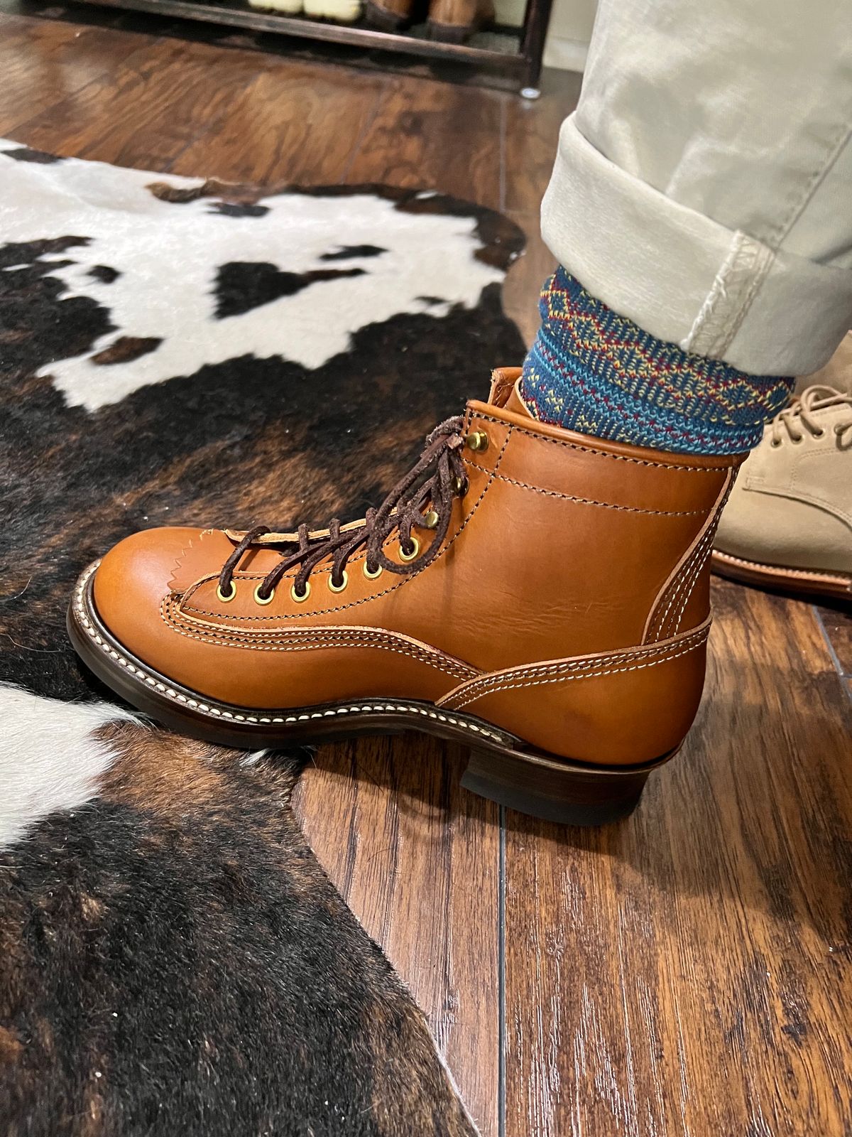 Photo by itsyaboisqueak on October 5, 2023 of the John Lofgren Donkey Puncher Boots in Badalassi Carlo Cognac Minerva.