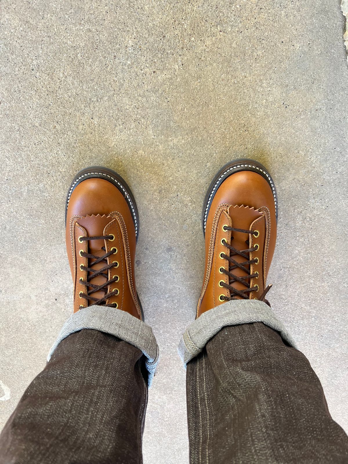 Photo by itsyaboisqueak on October 9, 2023 of the John Lofgren Donkey Puncher Boots in Badalassi Carlo Cognac Minerva.