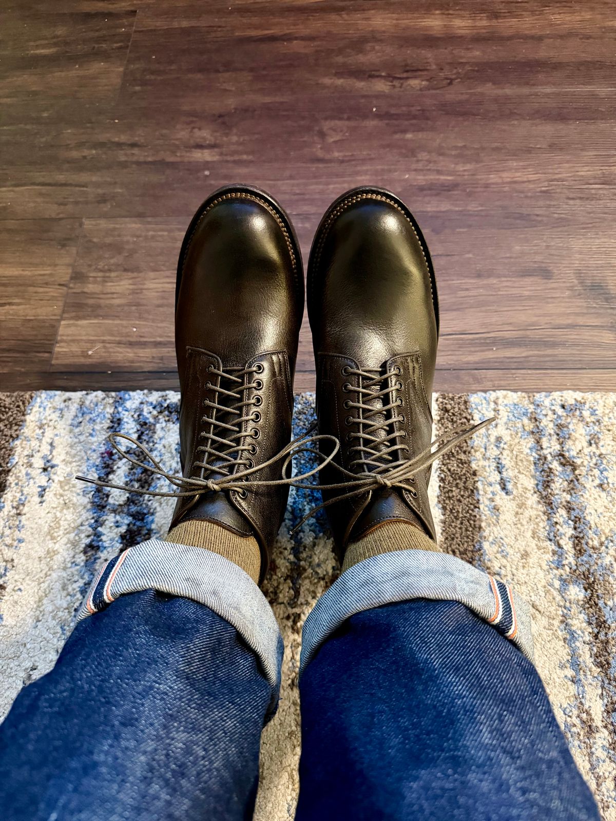 Photo by itsyaboisqueak on December 2, 2025 of the Viberg Service Boot in C.F. Stead Oak Naked Kudu.