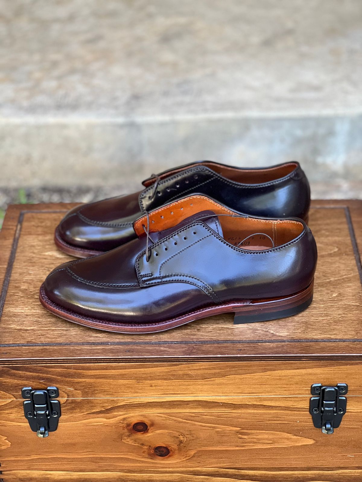 Photo by itsyaboisqueak on August 6, 2025 of the Alden V-Tip Blucher in Horween Color 8 Shell Cordovan.