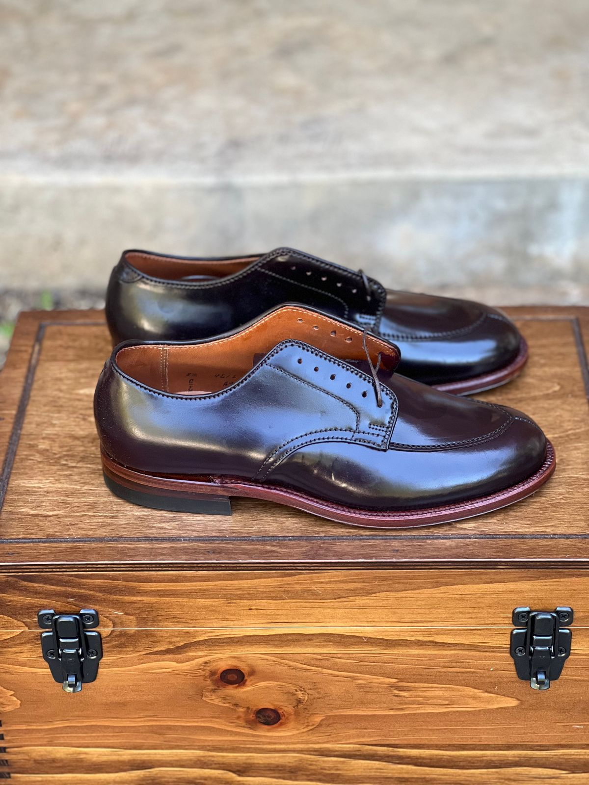 Photo by itsyaboisqueak on August 6, 2025 of the Alden V-Tip Blucher in Horween Color 8 Shell Cordovan.