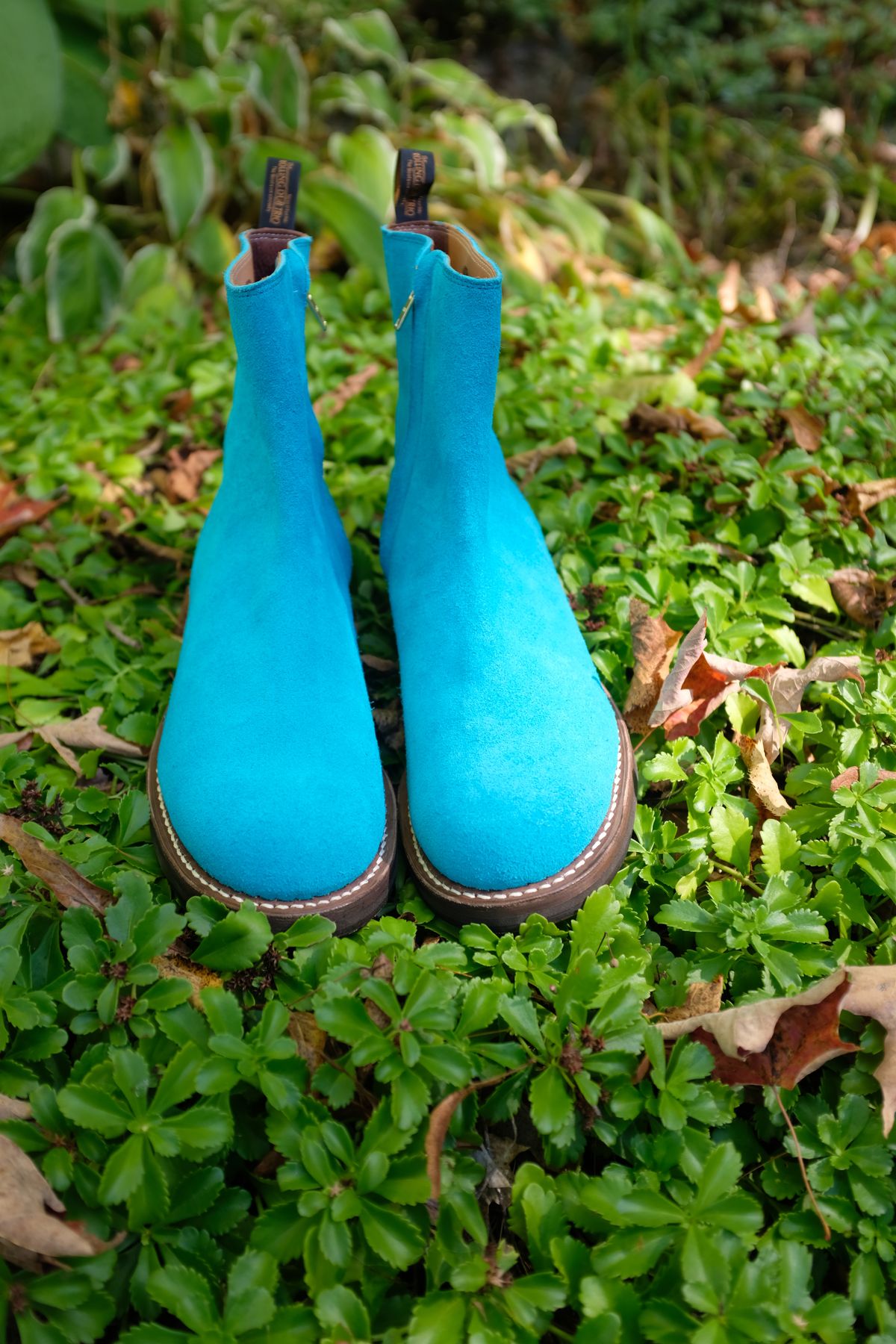 Photo by chromepak.jack on January 1, 2017 of the Rolling Dub Trio Casper Boot in Nakamura Sennosuke Shoten - Turquoise Suede.