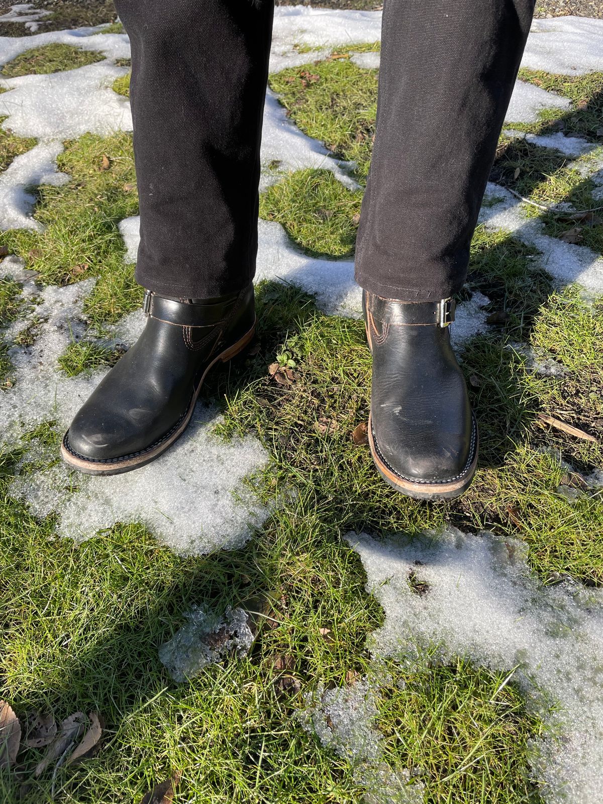 Photo by chromepak.jack on January 6, 2024 of the Wesco Mister Lou in Horween Black Chromexcel Horsehide.