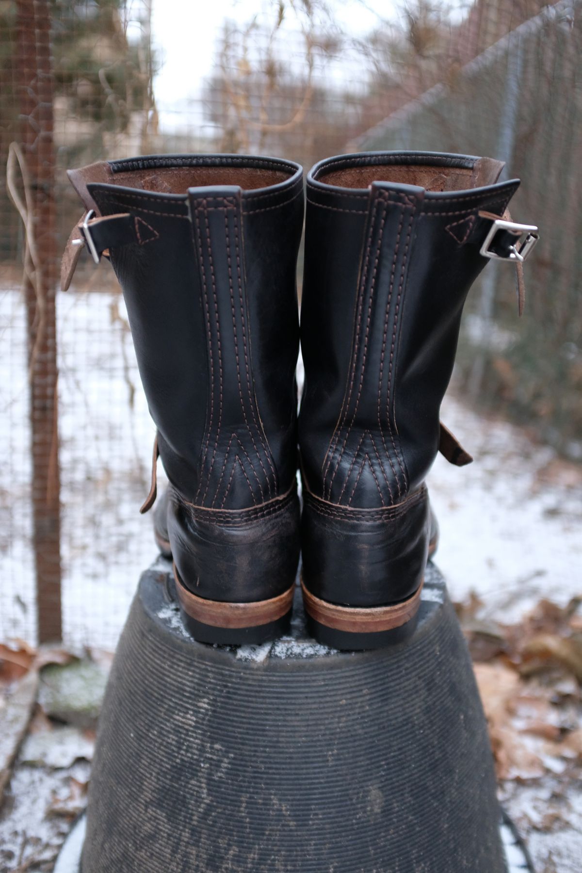 Photo by chromepak.jack on January 6, 2024 of the Wesco Mister Lou in Horween Black Chromexcel Horsehide.
