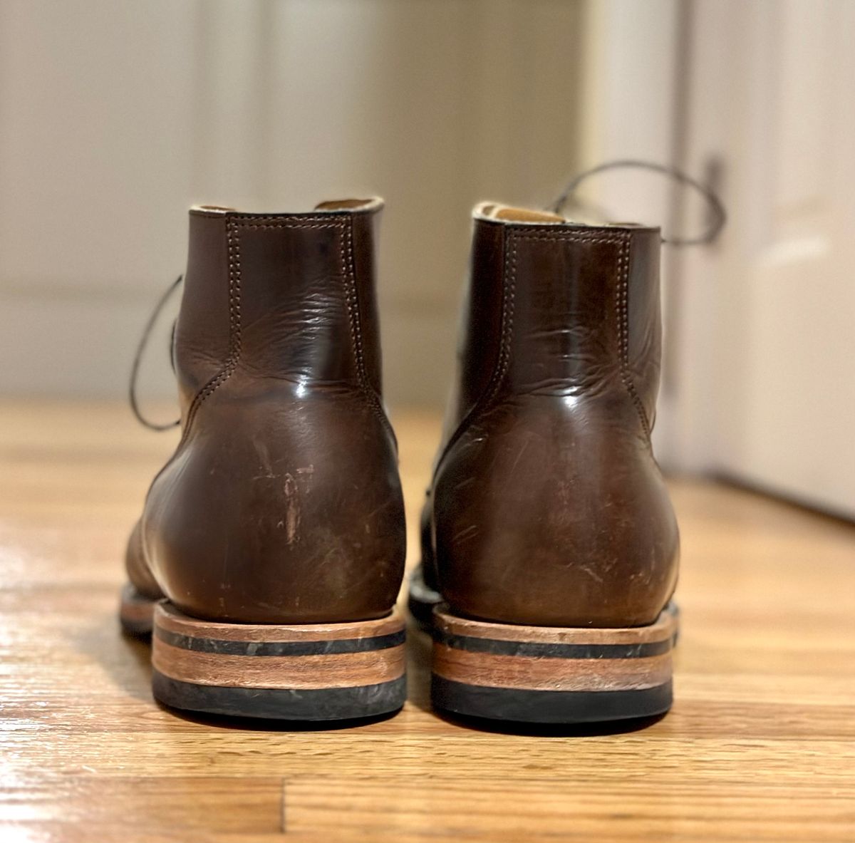 Photo by mattmcmhn on December 5, 2022 of the Viberg Service Boot BCT in Guidi Olive Calf.
