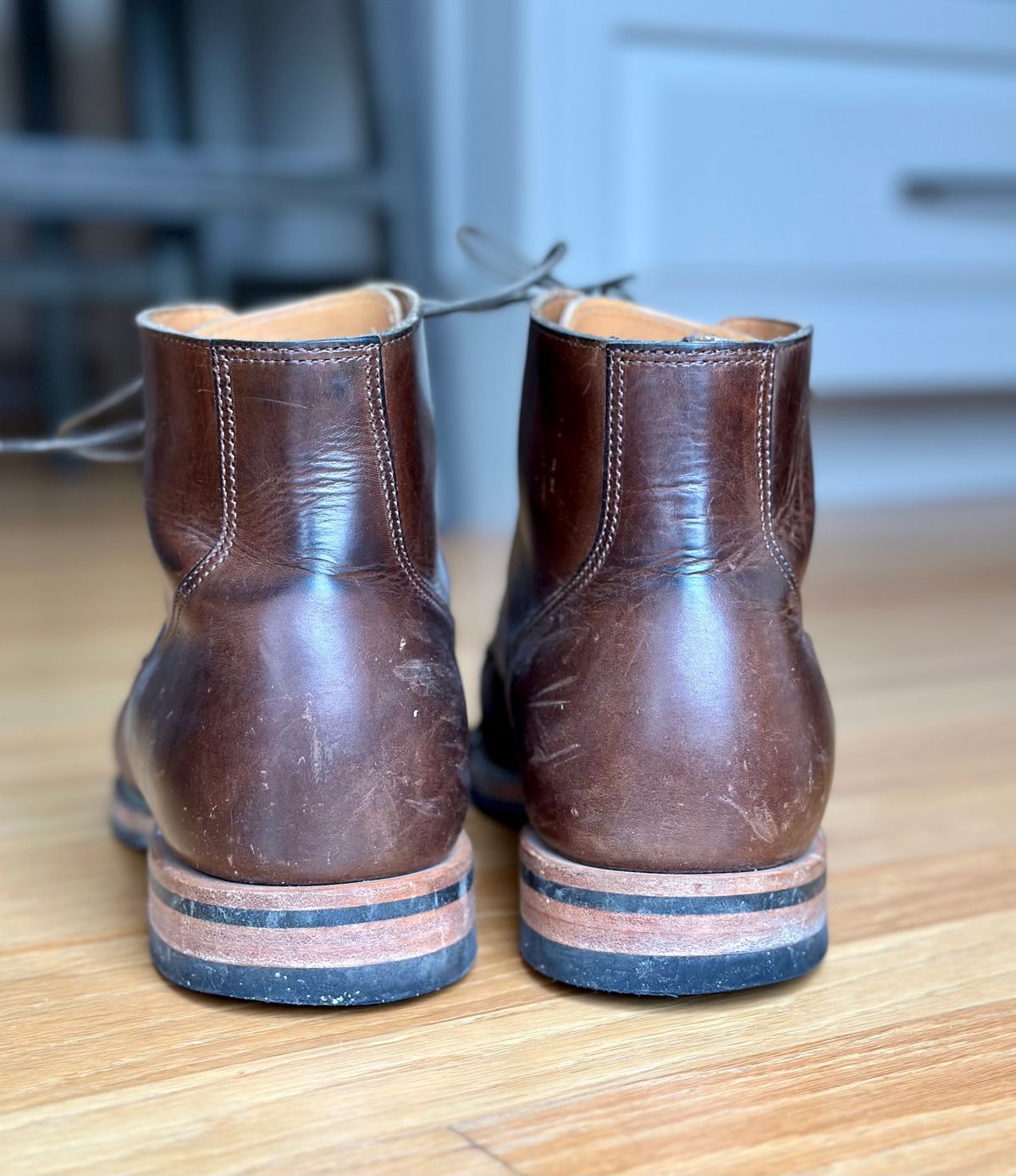 Photo by mattmcmhn on January 5, 2023 of the Viberg Service Boot BCT in Guidi Olive Calf.